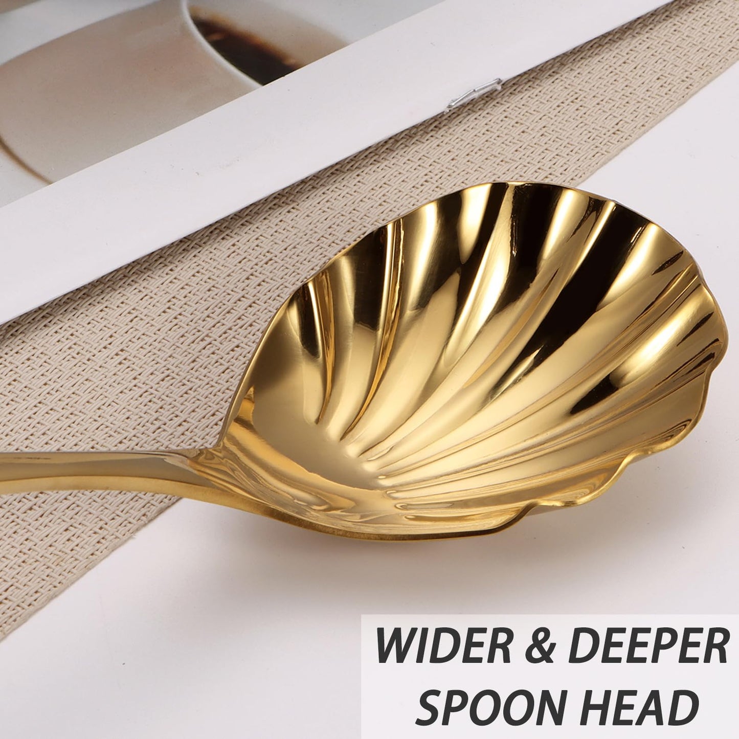 Mafier Large Serving Spoon, Stainless Steel Catering Serving Utensils for Party Buffet Dinner Banquet Cooking Kitchen Basics,Dishwasher Safe(Gold)