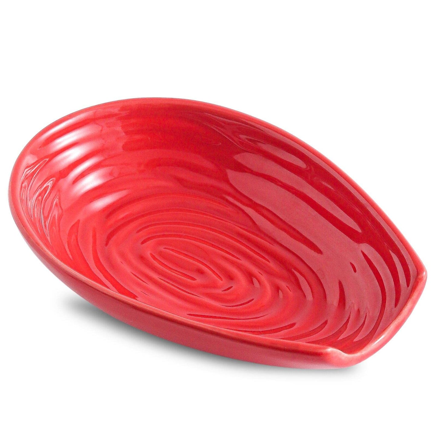 Hasense Spoon Rest for Stove Top, Large Ceramic Cooking Spoon Holder for Kitchen Counter, Porcelain Spatula Rest for Kitchen Utensils, Ladle and Tong, Home and Coffee Bar Decor, Red