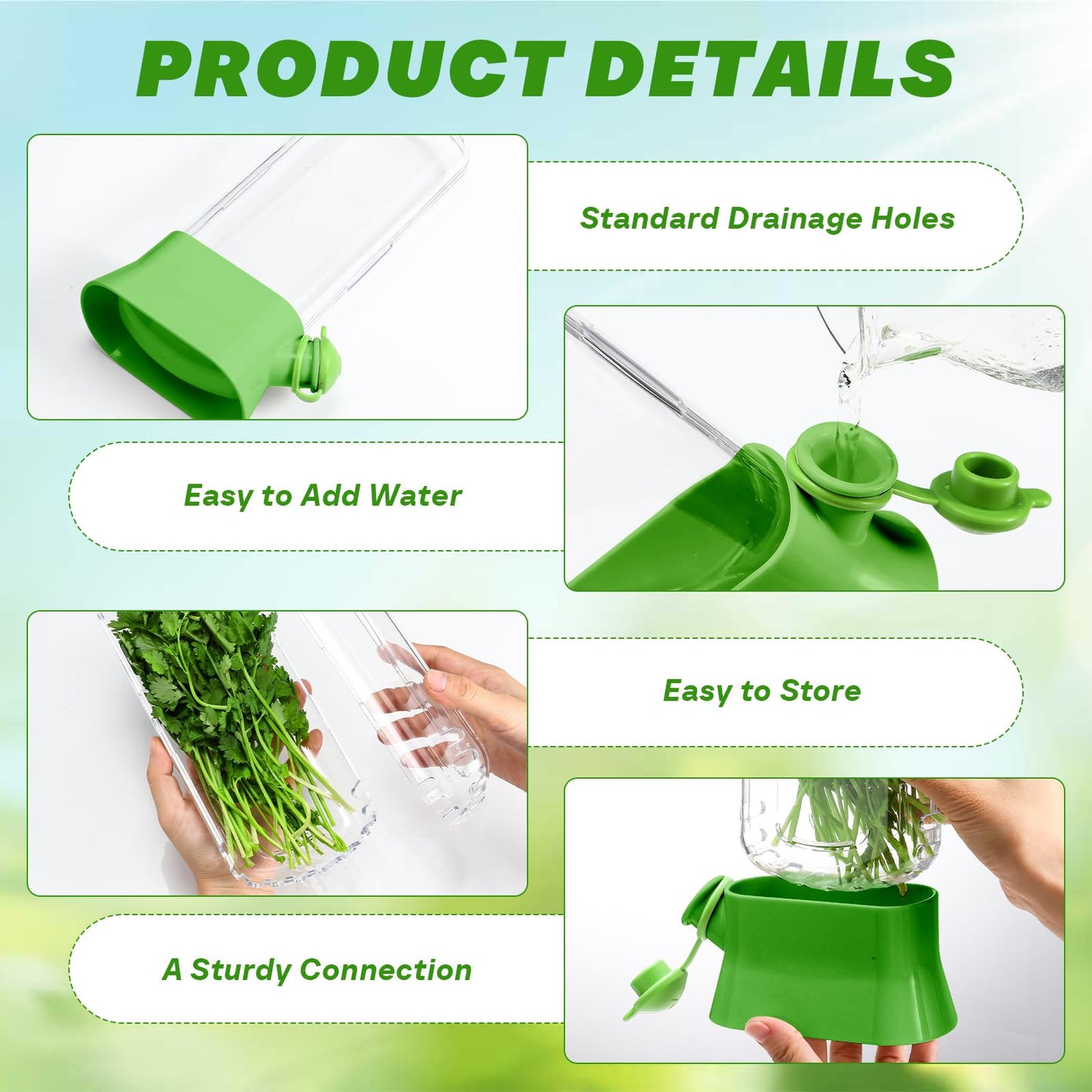 Baderke 2 Pieces Herb Saver for Refrigerator Fresh Herb Keeper Cilantro Container for Fridge Saver Pod for Cilantro, Parsley, Asparagus, Keeps Vegetables for 2-3 Weeks(Green)