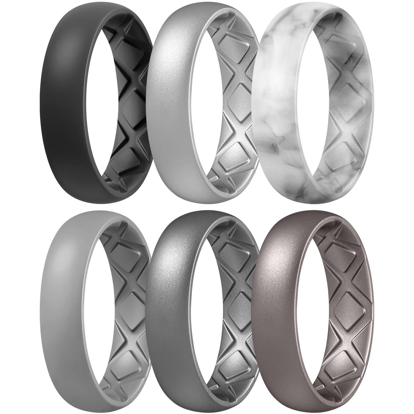Egnaro Women's Engagement Rings, Silicone Inner Arc Ergonomic Breathable Design with half sizes, Rubber Wedding Band Rings，5.5mm Wide-2mm Thick