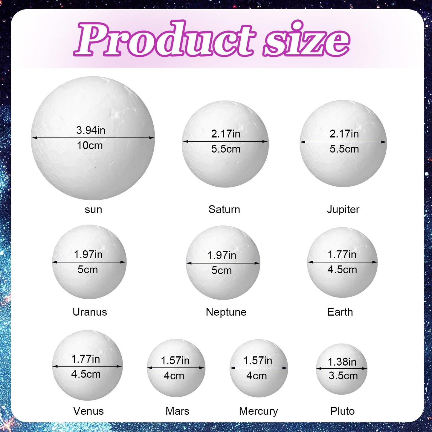 Innconee 20 Solar System Model Project Kit with 10 Foam Ball LED Lights 12 Pigment 2 Brushes Solar System Background DIY Outer Space Planet Foam for Kid School Science Projects Arts Crafts(Rectangle)