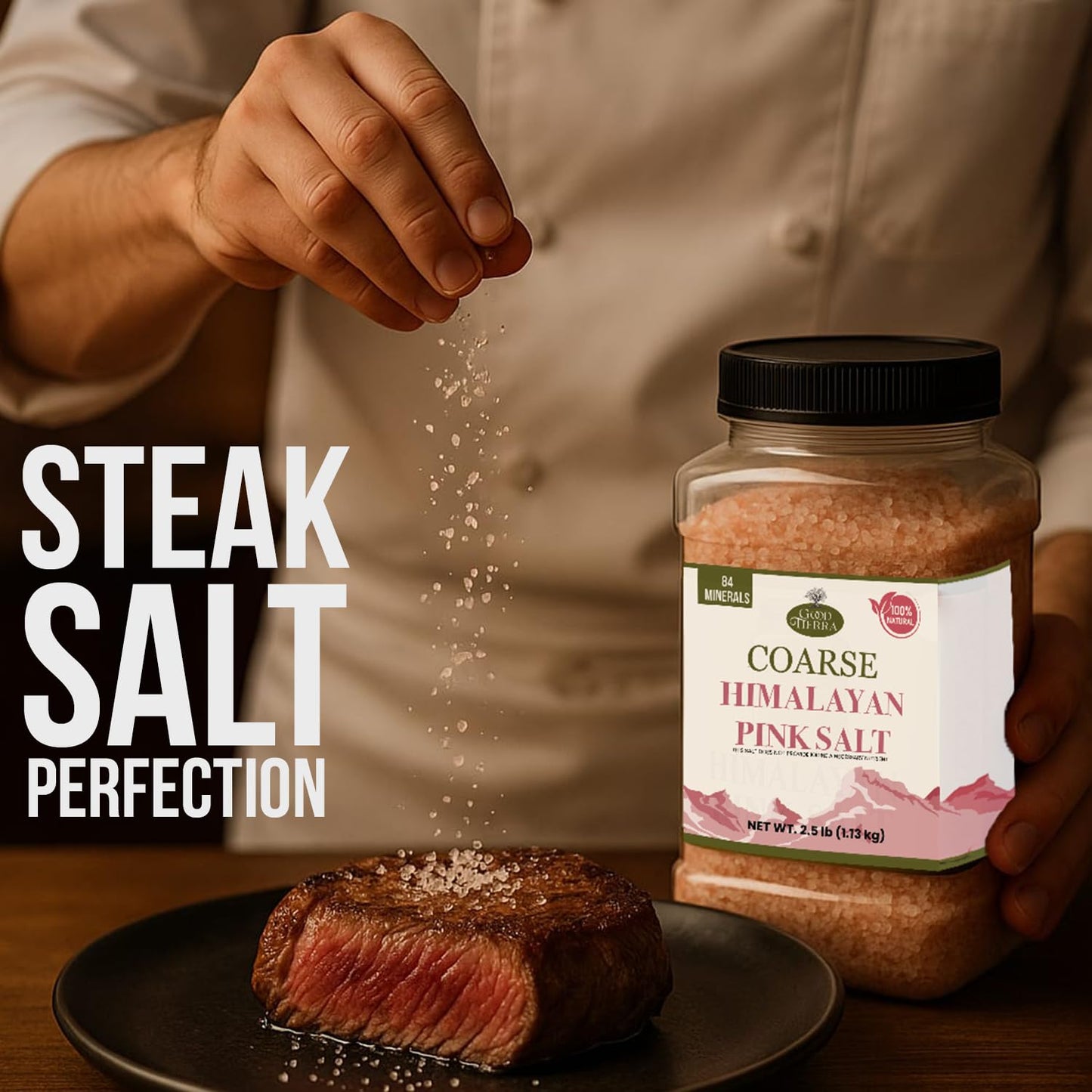 Good Tierra Himalayan Pink Salt in Jar - Coarse, 5 lb - Ideal for Bath Salt, Table Salt Grinders, and Spice Jars