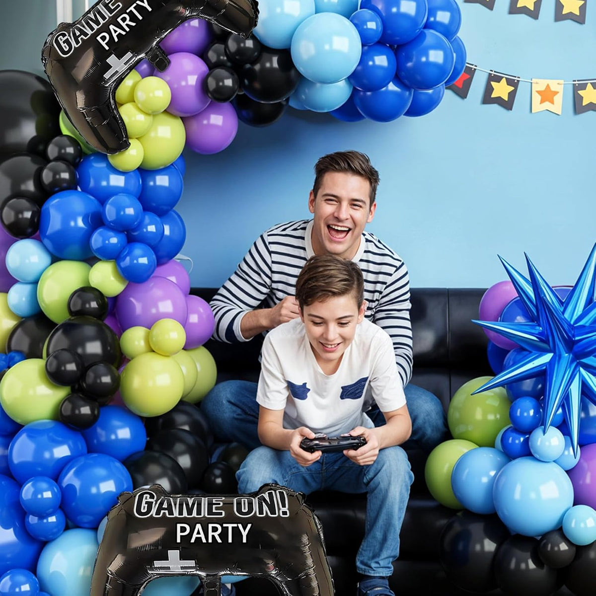 Video Game Balloons,12 Inch Purple Green Black Video Theme Latex Balloon for Teens Boys Men Birthday Decoration