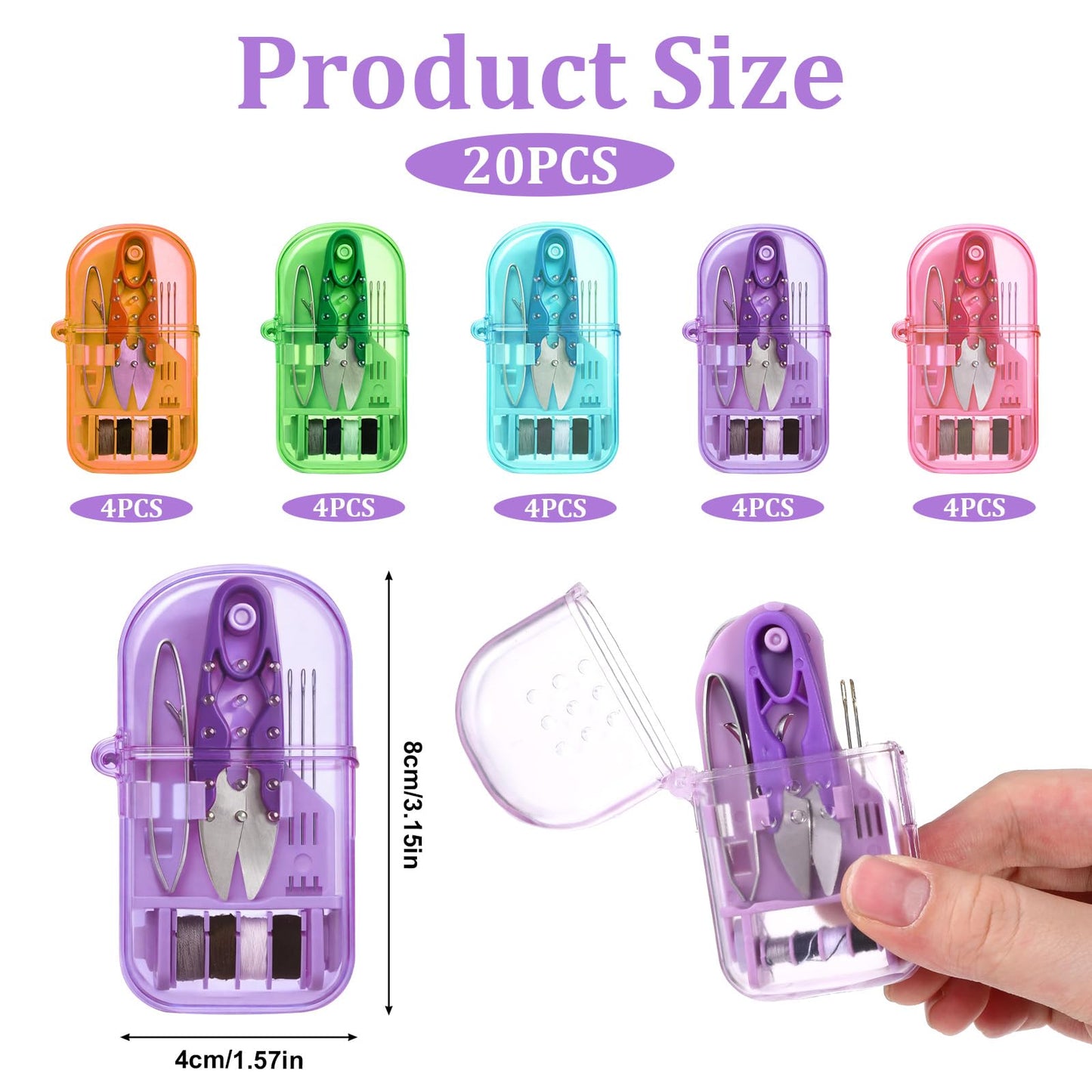 20 Pieces Mini Travel Sewing Kit, Small Emergency Sewing Kit Bulk, Portable Travel Sewings Box Kits, Emergency Repair Tool with Needle Thread Scissors for Beginner Traveler Homeless Home (Multicolor)