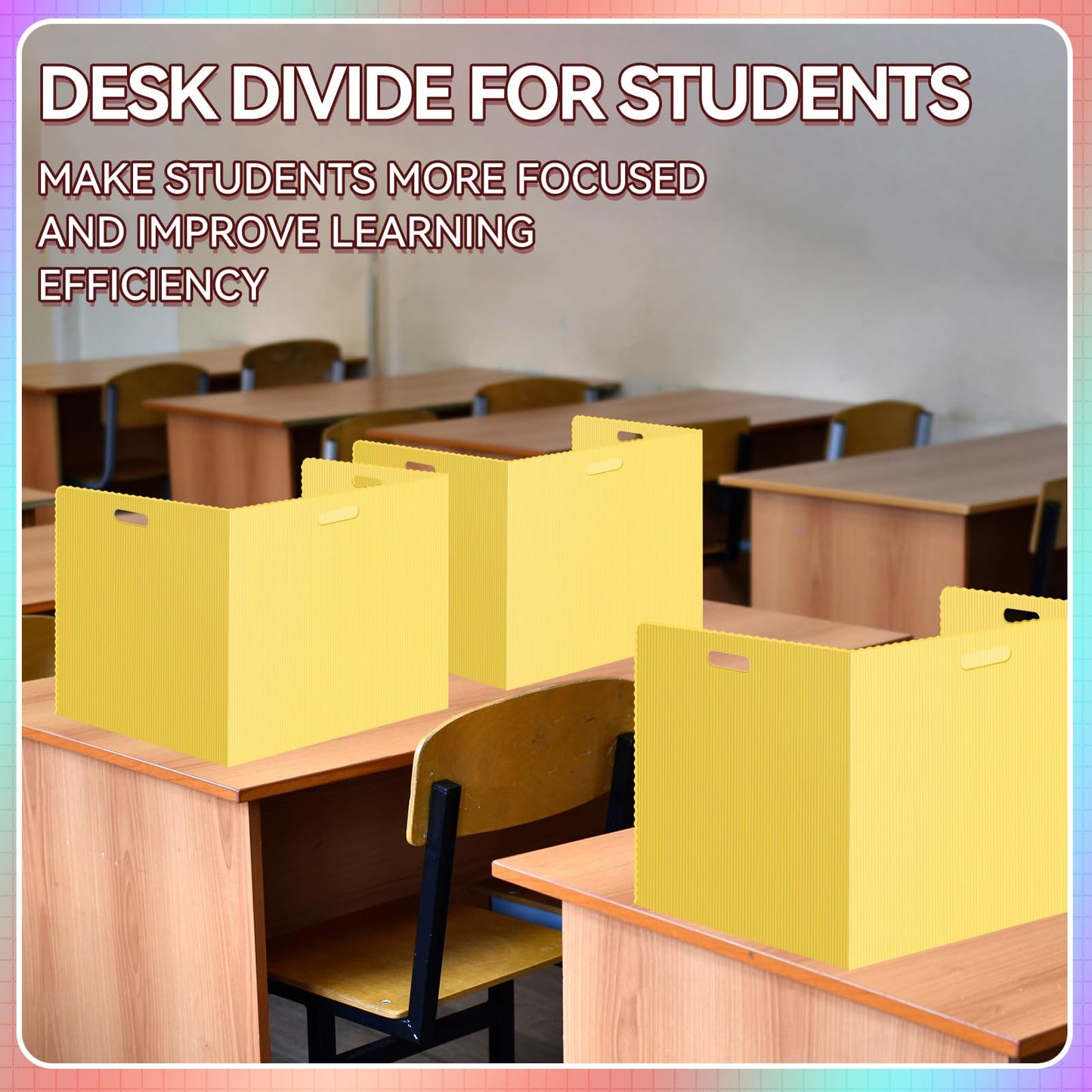 24 Pcs Desk Dividers for Students Plastic Durable and Waterproof Privacy Folders Shields Test Dividers with Classroom Privacy Boards for School Study Teacher Supplies (Yellow)
