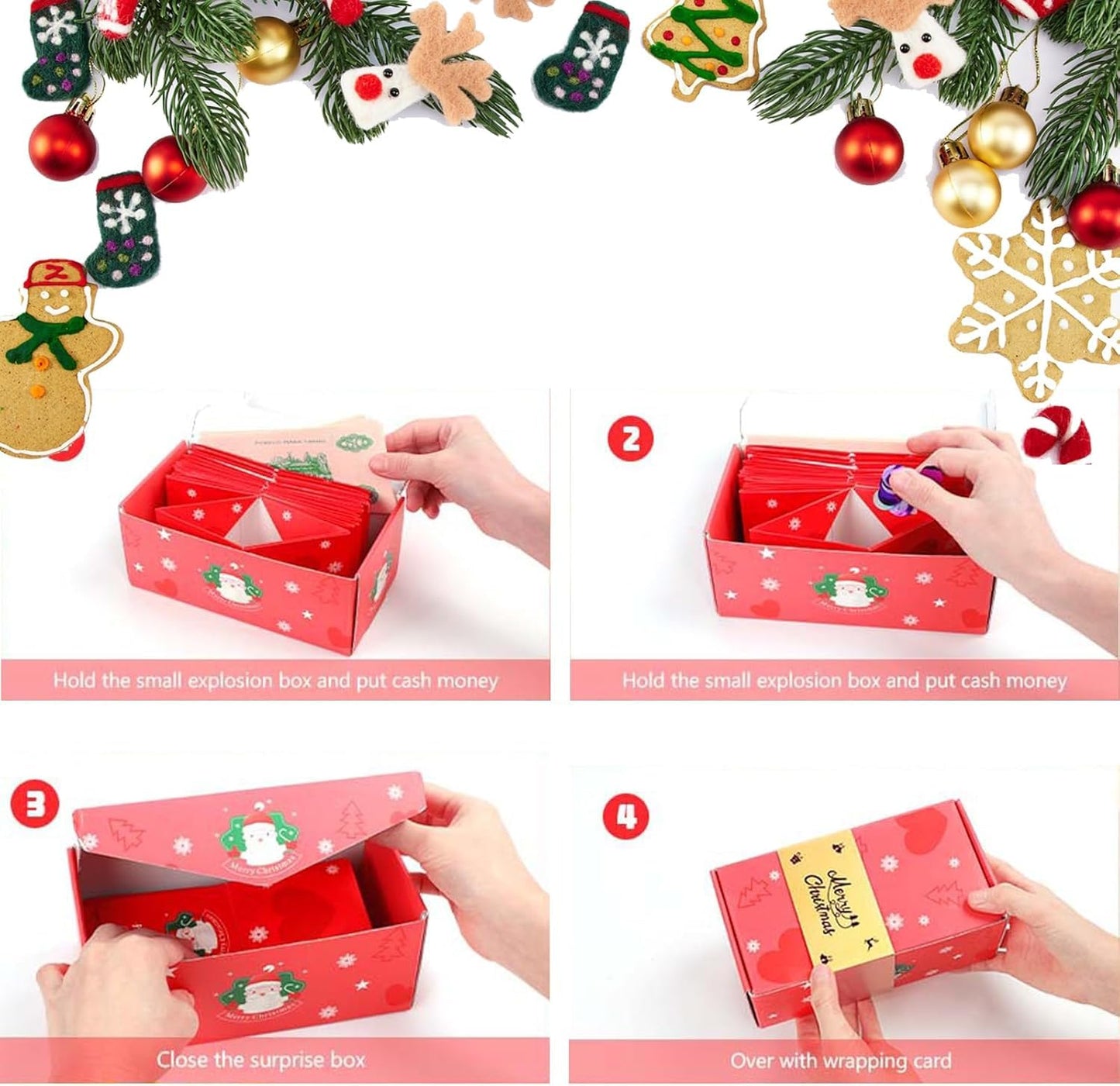 Surprise Gift Box Pop-Up Explosion for Christmas, Birthday, Anniversary & New Year (10 Red Boxes)