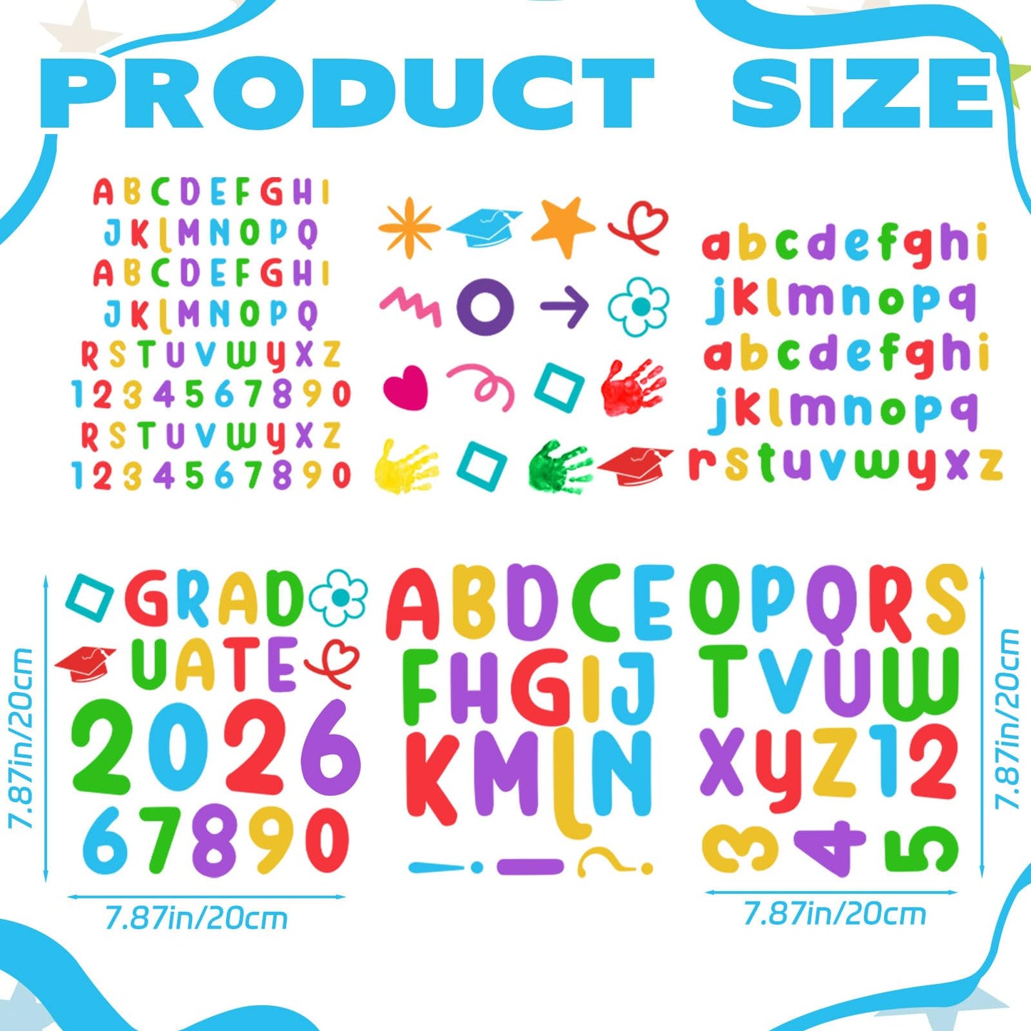 8 Pcs 2026 Preschool Kindergarten Graduation Cap Stole Iron on Decal Set Graduation Cap and Sash Blank Stole Graduation Gifts for DIY Crafts Kit