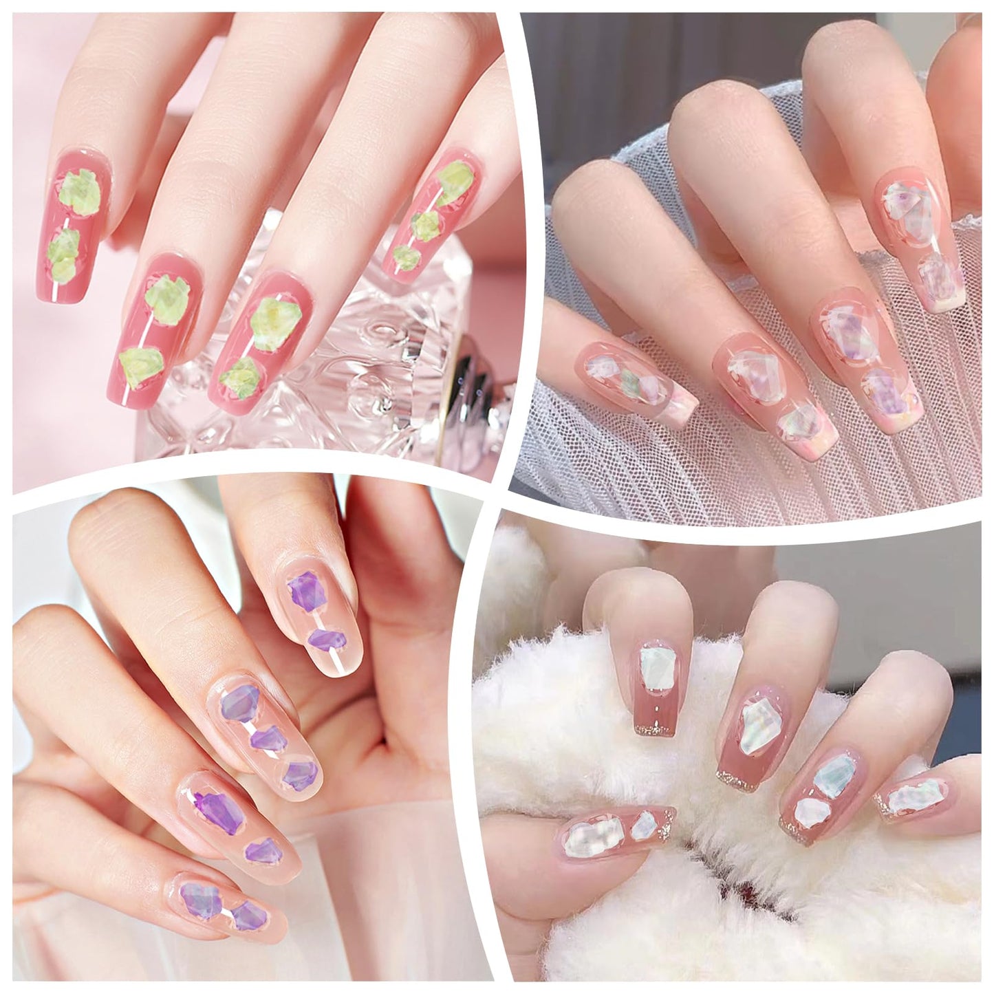 4 Boxes Abalone Seashell Nail Art Sequins, 3D Aurora Seashell Slices for Nails, Irregular Mermaid Shell Nail Glitter Flakes for Women Manicure Decoration DIY Crafts Nails Art Designs