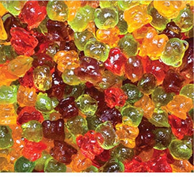 YANKEETRADERS Sugar-Free 4D Tiny Gummy Bears Candy, Assorted Fruit Flavors, Chewy, Bulk Bags, Red Yellow Purple Blue (4 Pound)