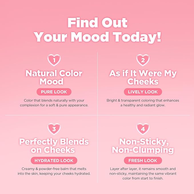 lilybyred Luv Beam Cheek Balm | Heart-Shaped Korean Cream Blush, Semi-Matte Finish, Long-Lasting, Blendable & Buildable, Soft Creamy Texture, Lightweight, Natural Flush, 0.12 oz. (07 Ruddy Pink)