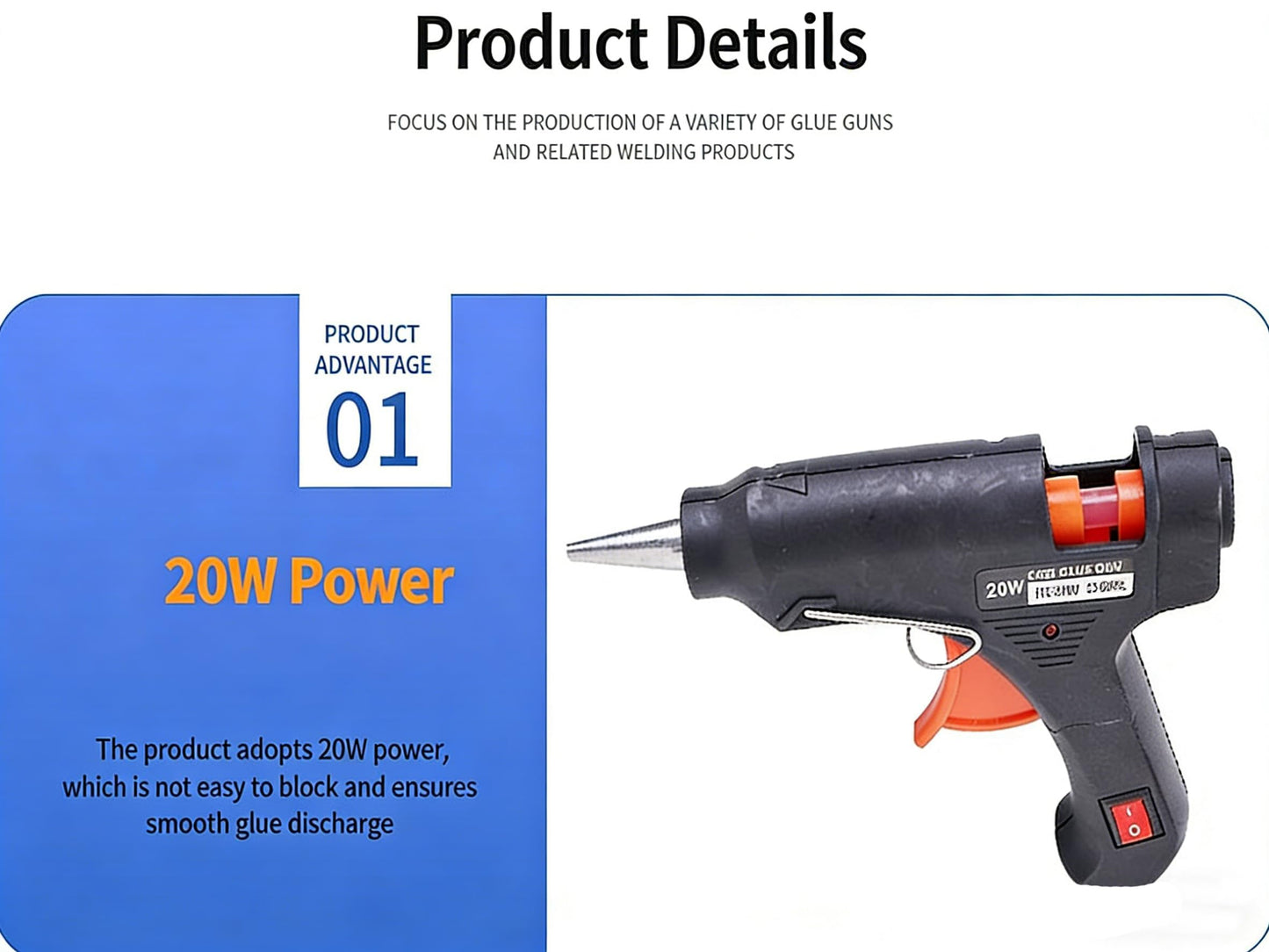 20W Mini Hot Glue Gun with PTC Heating, Anti-Drip Nozzle, On/Off Switch, with 30Pcs 7mm Glue Sticks, Fast Heating Craft Glue Gun for DIY, Repairs & Home Projects Blue