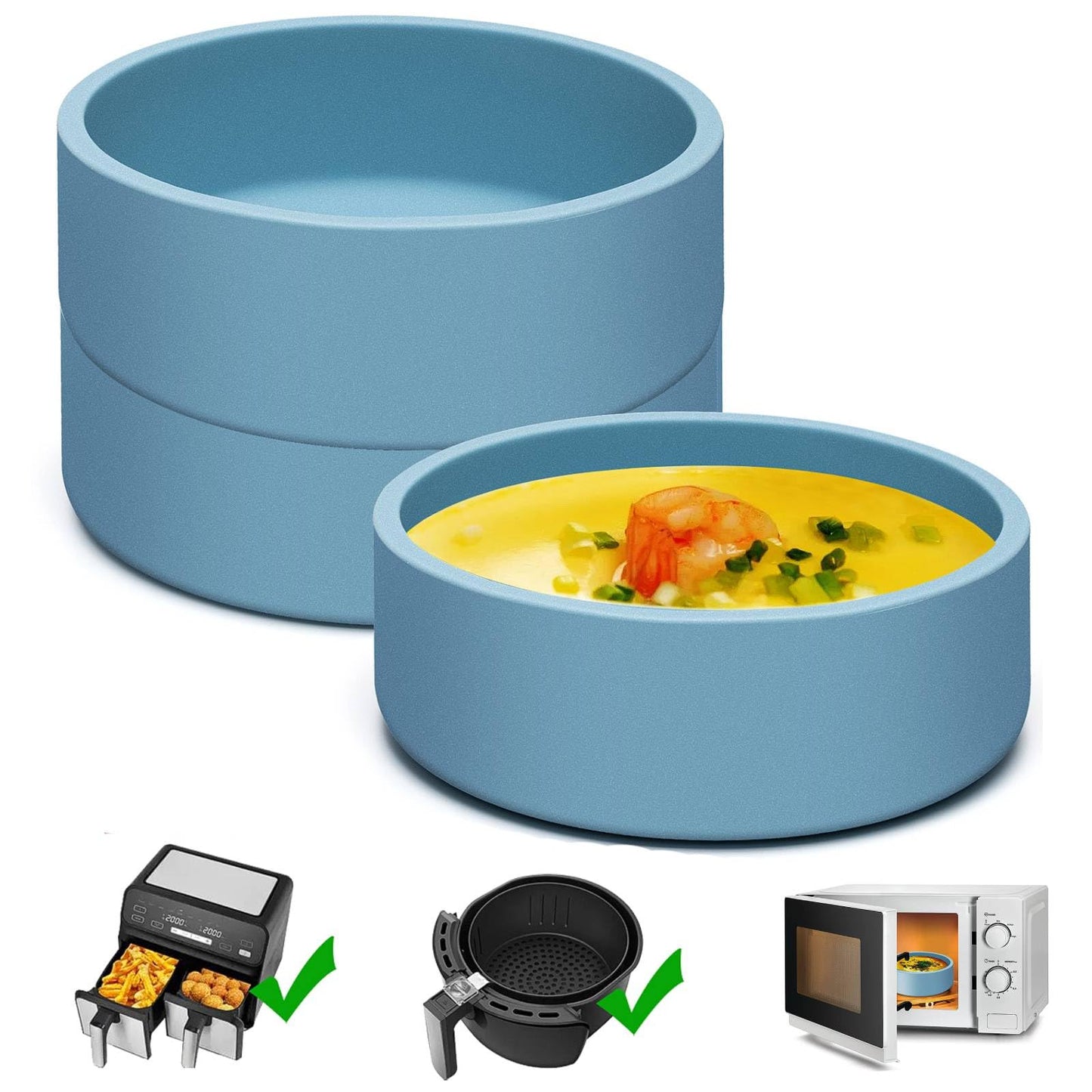 Egg Poacher Set of 3, Silicone Egg Poaching Cups with Lids for Microwave Egg Cooking, Toaster Oven Air Fryer Egg Mold Nonstick Poached Egg Maker