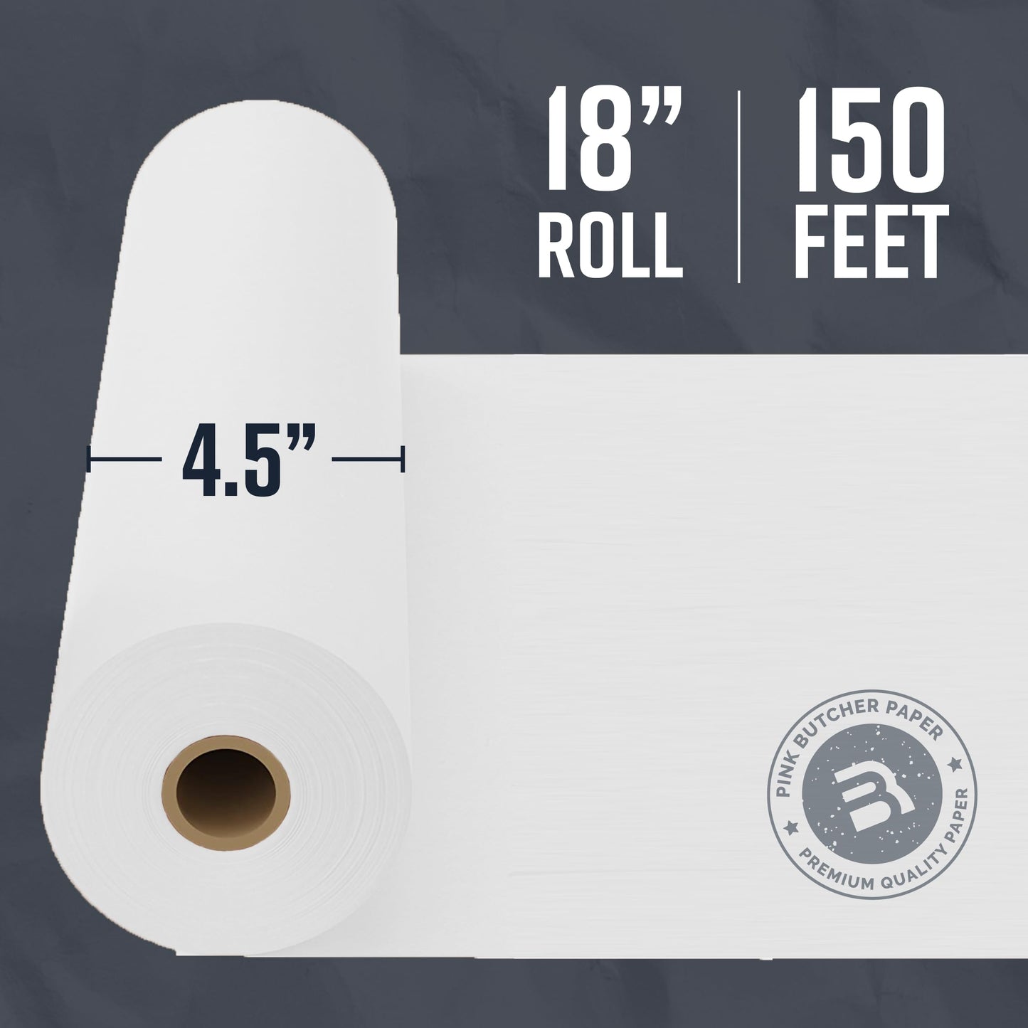 White Kraft Butcher Paper Roll - 18'' x 150' - Versatile & Durable - Ideal for Packaging, Grilling, Smoking Meat and BBQ - Unwaxed & Uncoated Butcher Paper for Sublimation - Made in USA