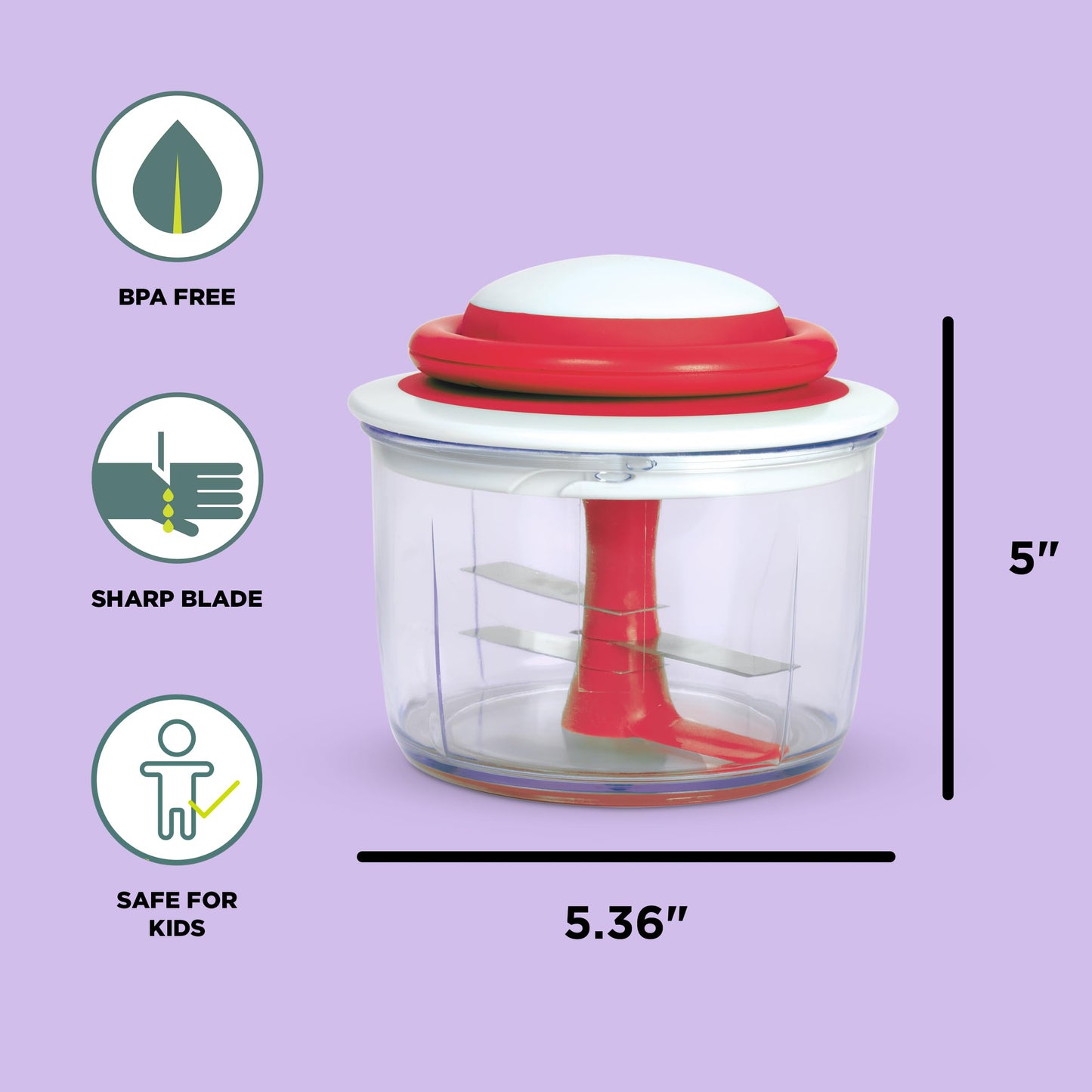 Chef'n 102-239-005 VeggiChop Hand-Powered Food Chopper, Set of 1, Cherry