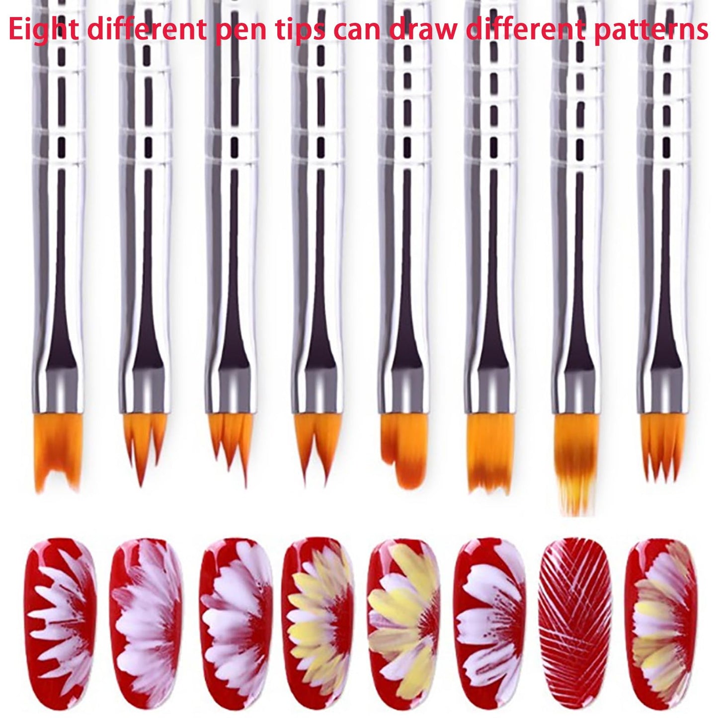 HNRongkya Nail Art Brush Set, Colorful Round Brushes for Gel Polish, Acrylic and Flower Design,8 PACK