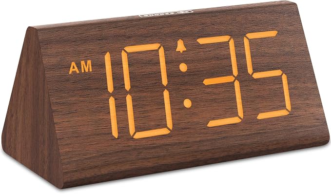 DreamSky Wooden Digital Alarm Clock for Bedrooms Desks with Large Numbers