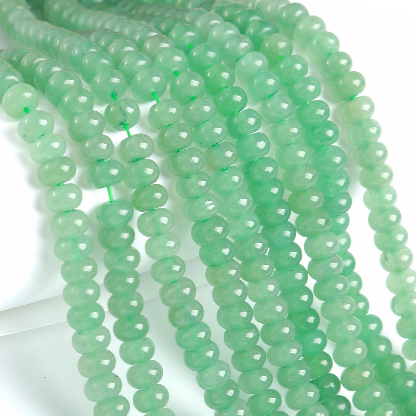 5x8mm 76pcs Natural Stone Green Aventurine Rondelle Spacer Loose Beads Abacus Disk Stone Round Loose Gemstone Beads for Jewelry Making DIY Bracelet Necklace