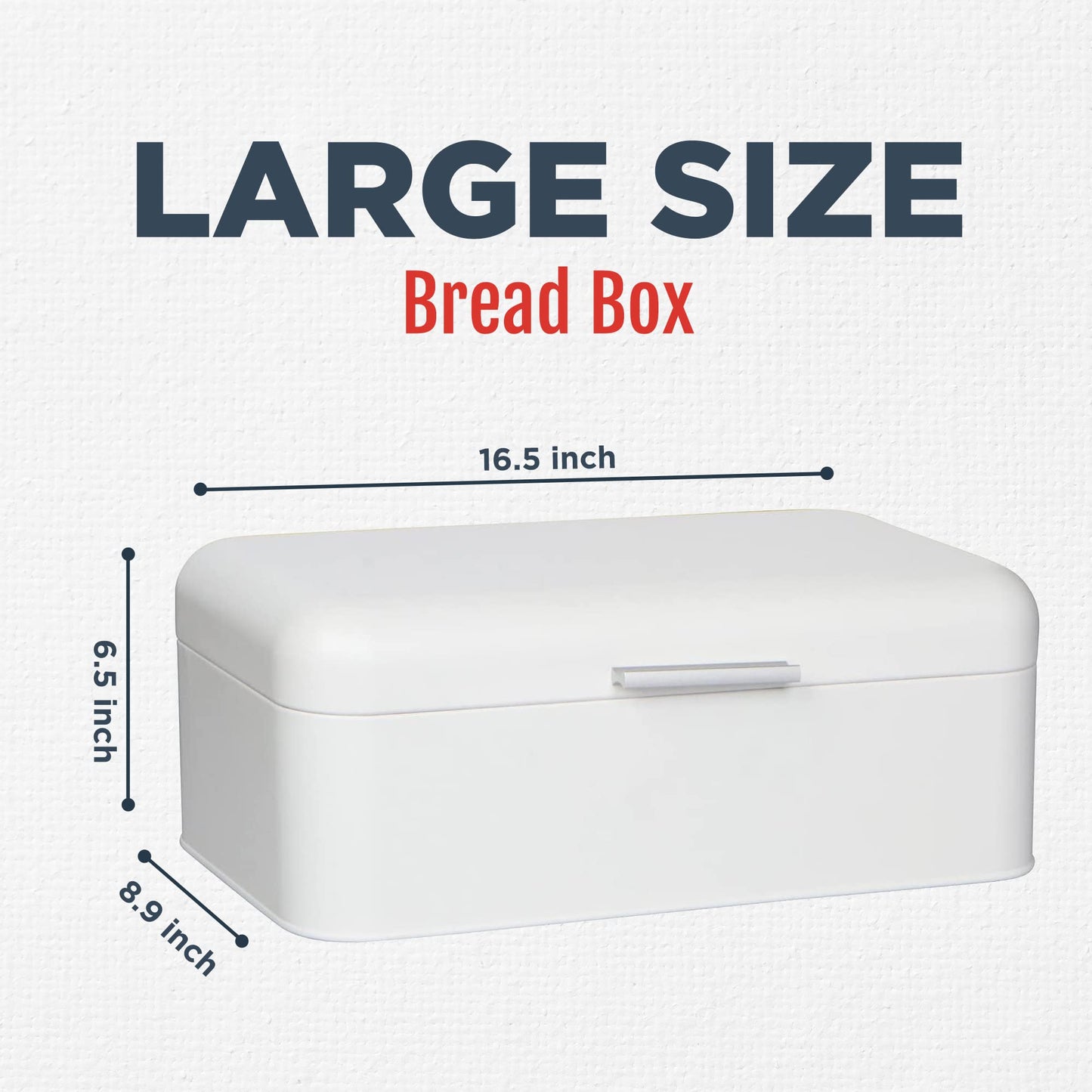 Culinary Couture Extra Large White Bread Box for Kitchen Countertop - Holds 2 Loaves - 16.5" x 9" x 6.5" - Stainless Steel Vintage Bread Boxes for Kitchen Counters