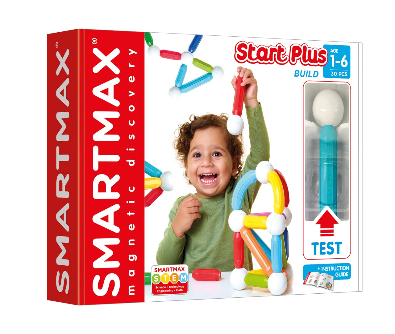 SmartMax Start Plus STEM Building Magnetic Discovery Set, Ages 1-6 (30 Pieces)
