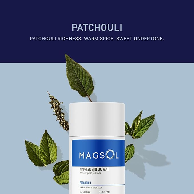 MAGSOL Natural Deodorant for Men & Women | Aluminum Free Deodorant | Gentle on Skin with Sweet Almond Oil & Beeswax | Baking Soda Free | Paraben & Pthalate Free (Patchouli)