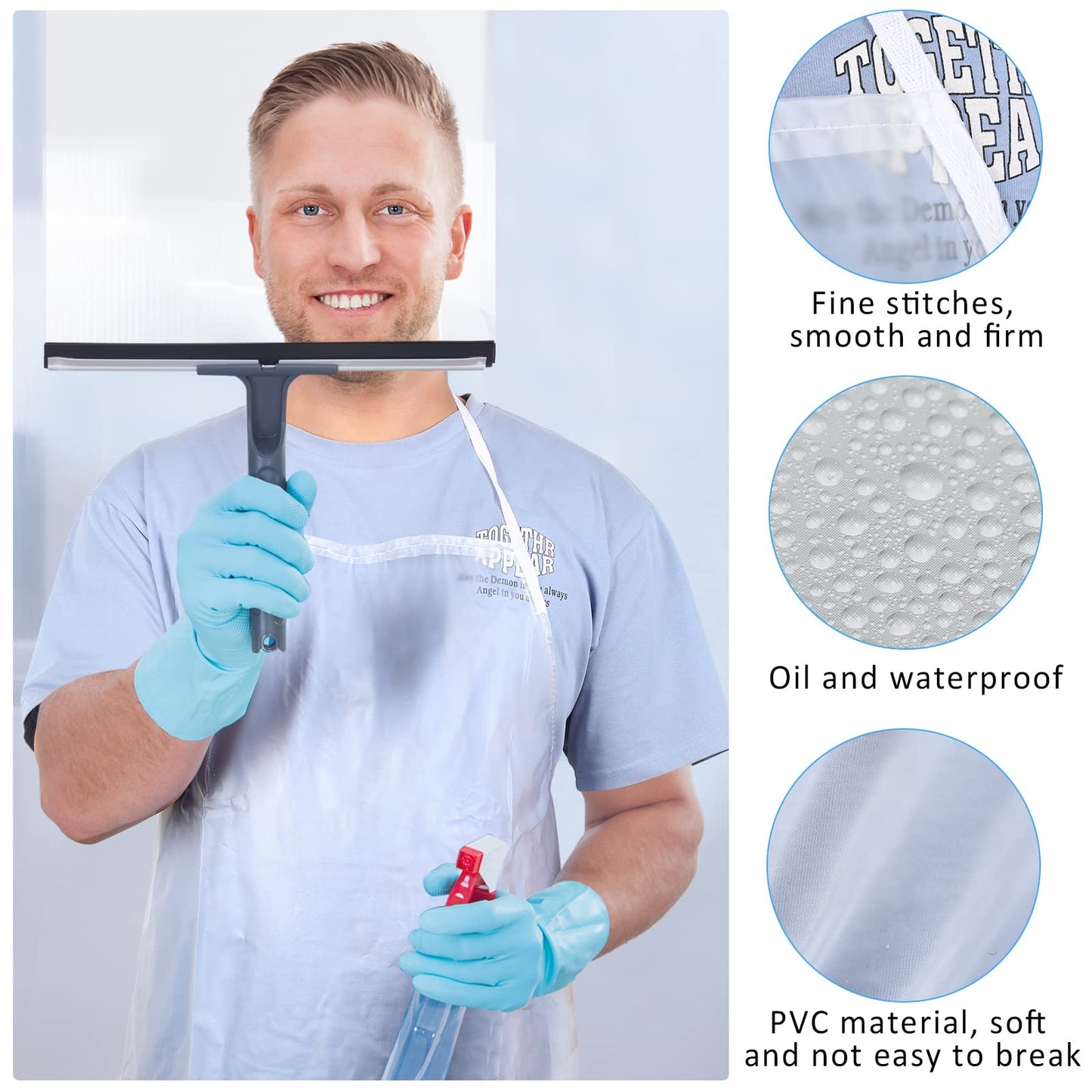 JaGely 12 Pieces Plastic Apron Waterproof, Unisex 43 x 27 Inch Heavy Duty PVC Apron for Dishwashing, Halloween, Kitchen (Clear)