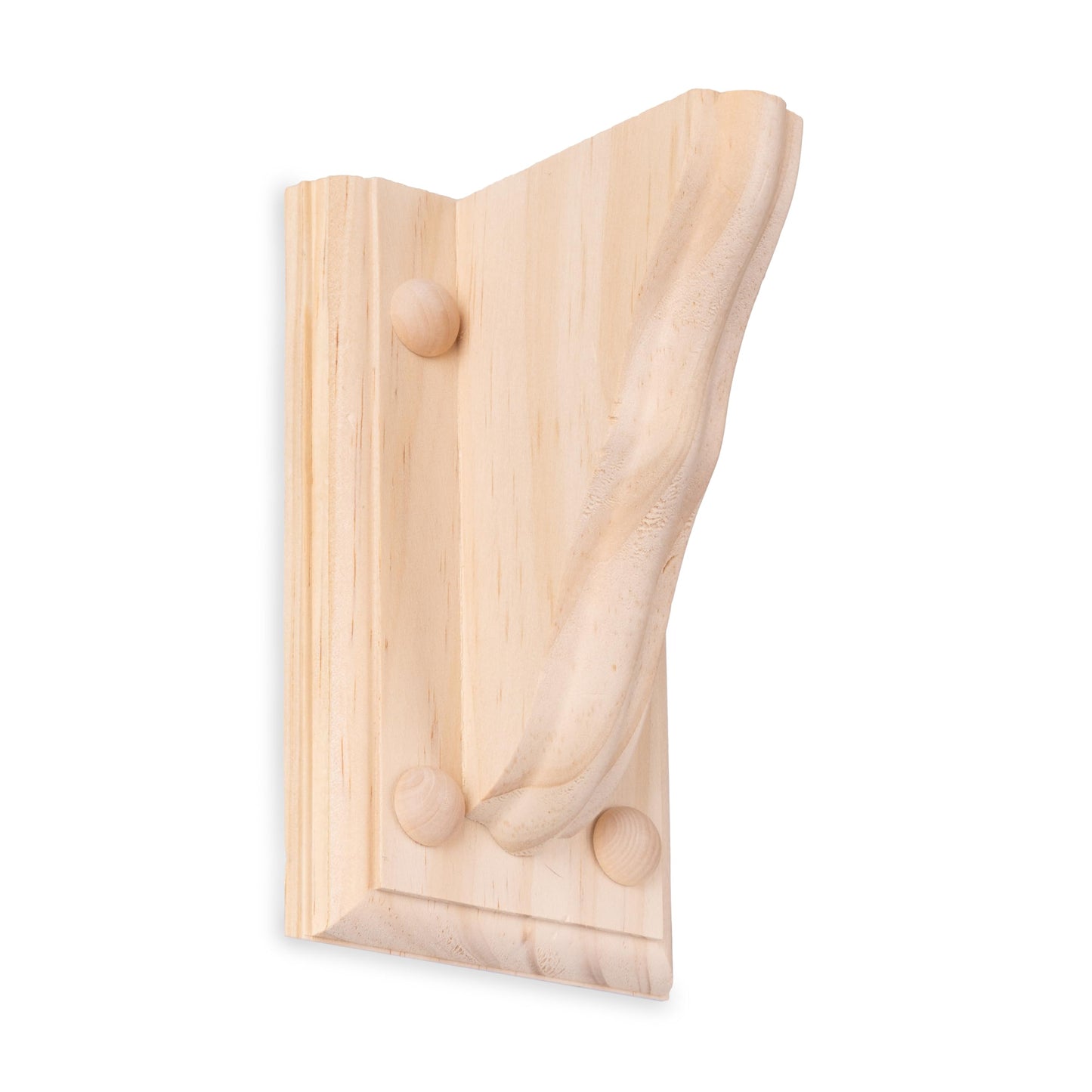 WADDELL Pine Bracket w/Backing Plate (1 Count, 6" x 4" x 1¼") | Unfinished Corbel Includes Mounting Hardware | DIY Home Decor Shelves, Countertops, Fireplace Mantels | Supports up to 5 Lbs. Each