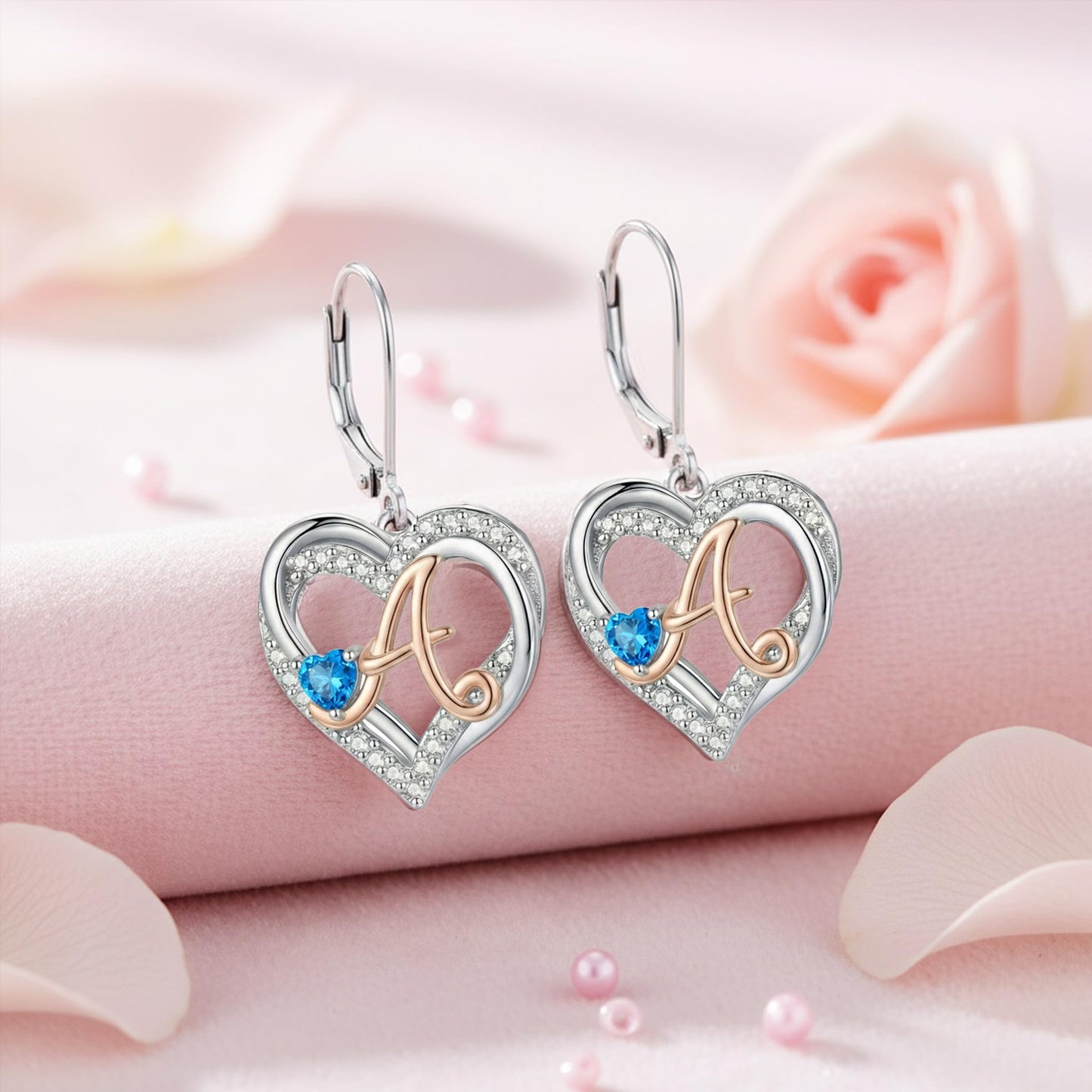 ZPMMPZ Initial Birthstone Earrings Intial Letter Dangle Drop Earrings Birthstone Jewelry Gifts for Women B & January