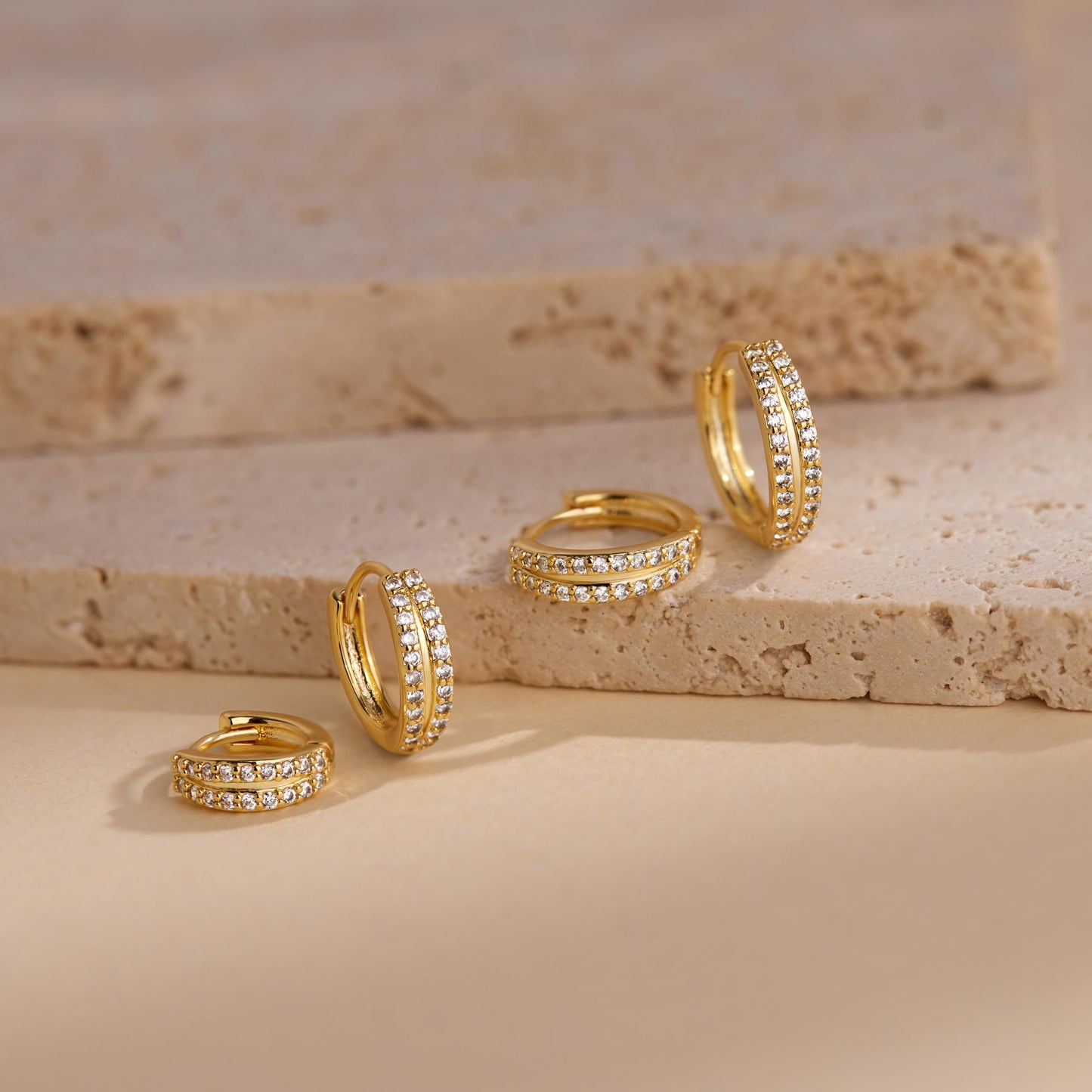 Gold Double Hoop Earrings for Women,Huggie Small Stack Cartilage Hoop Earring Sets for Multiple Double Piercing, Conch Helix Rook Tragus Daith Piercing Gold Clip On Jewelry Set Gifts