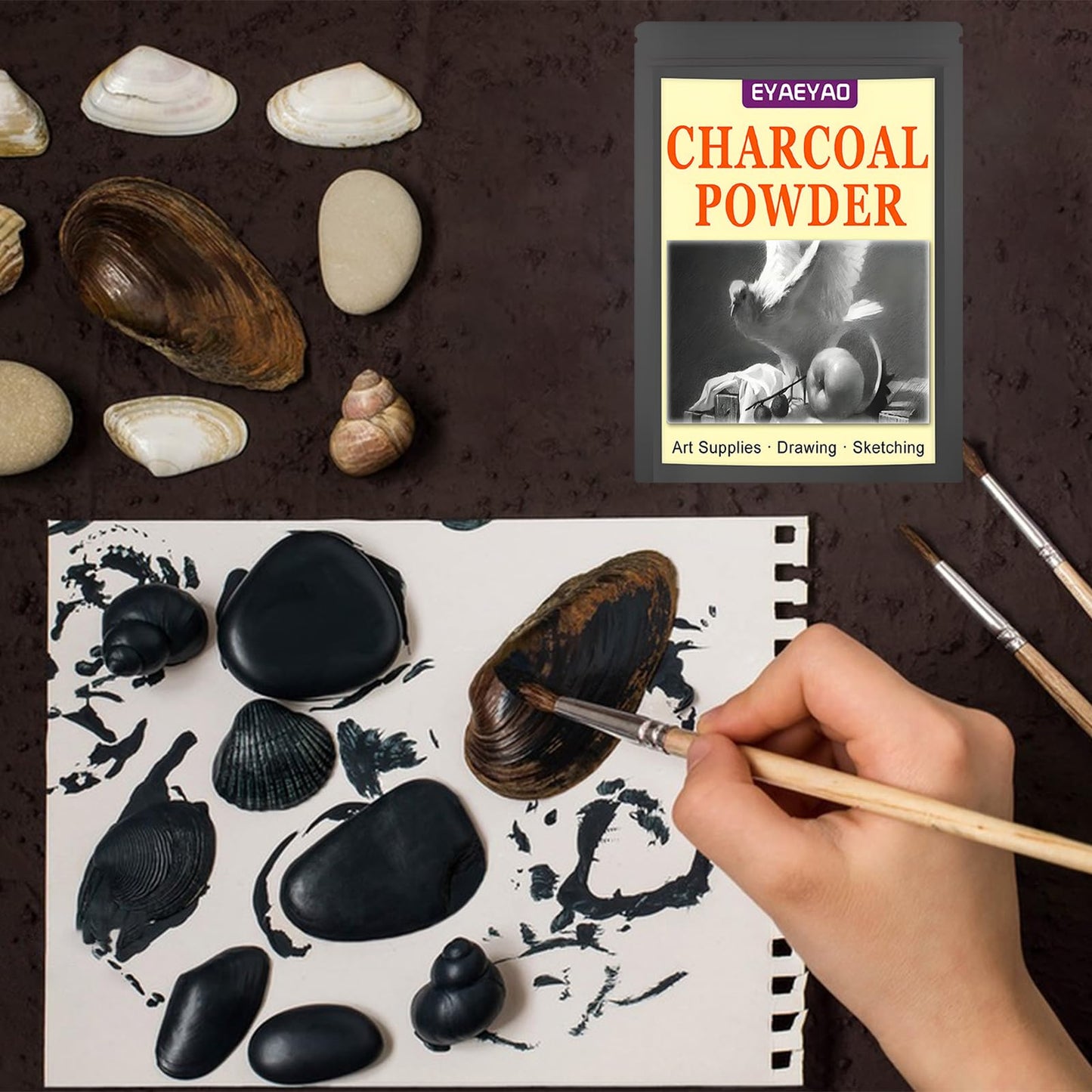 Eyaeyao Premium Charcoal Powder for Drawing and Art, Drawing Charcoal for Sketching, Shading, Blending with Beginners & Pro Artists (16 Ounces)