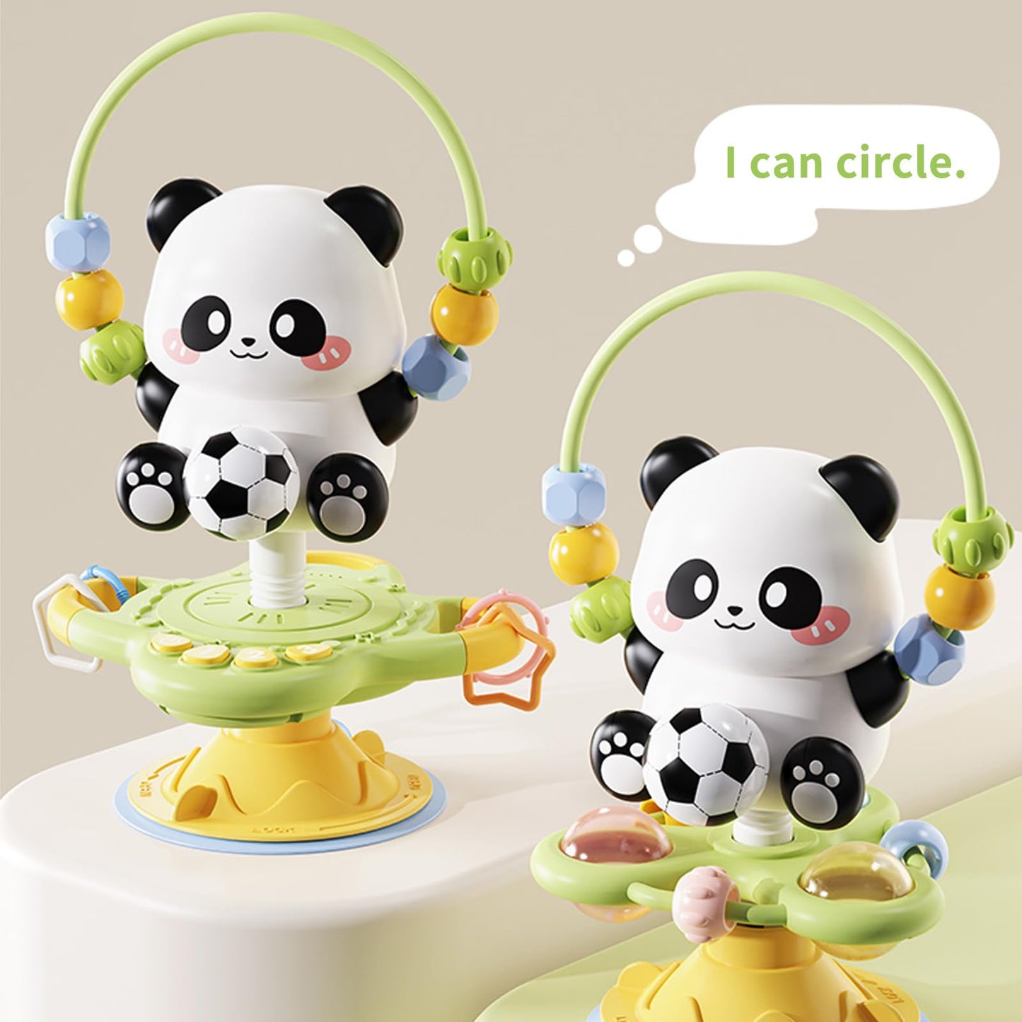 lebowen Baby Toy, Panda Suction Cup High Chair Table Soother, Grip and Spin Toy, Interactive Development, Suitable for 10-36 Months, Baby Gift, Excellent Birthday Present Choice