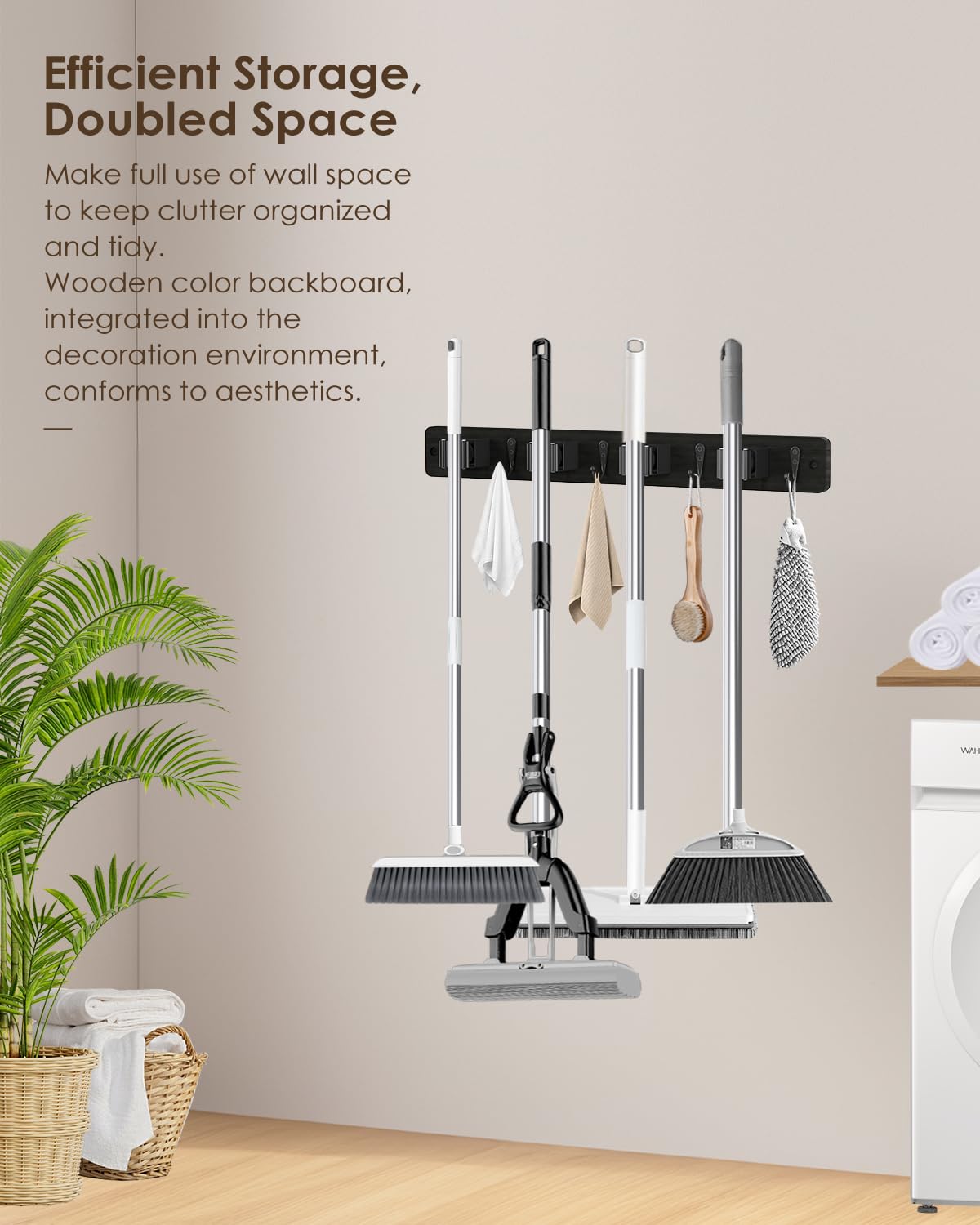 Black Broom Holder Wall Mount