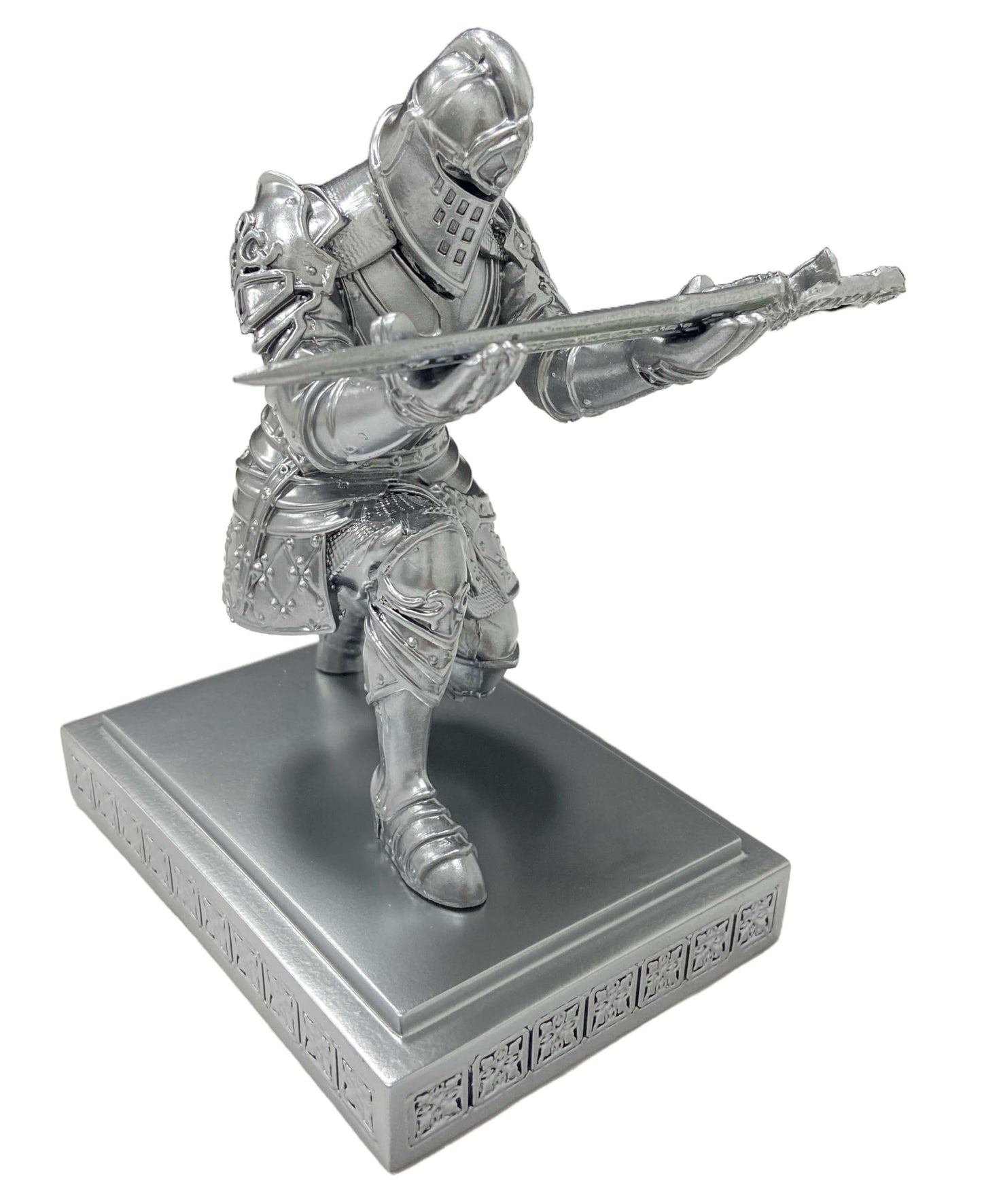 Ofiedx Knight Desk Decor for Men, Medieval Warrior Statue Pen Holder with Sword Letter Opener, Resin Office Ornament, Unique Gift for Dad Husband Boyfriend Boss