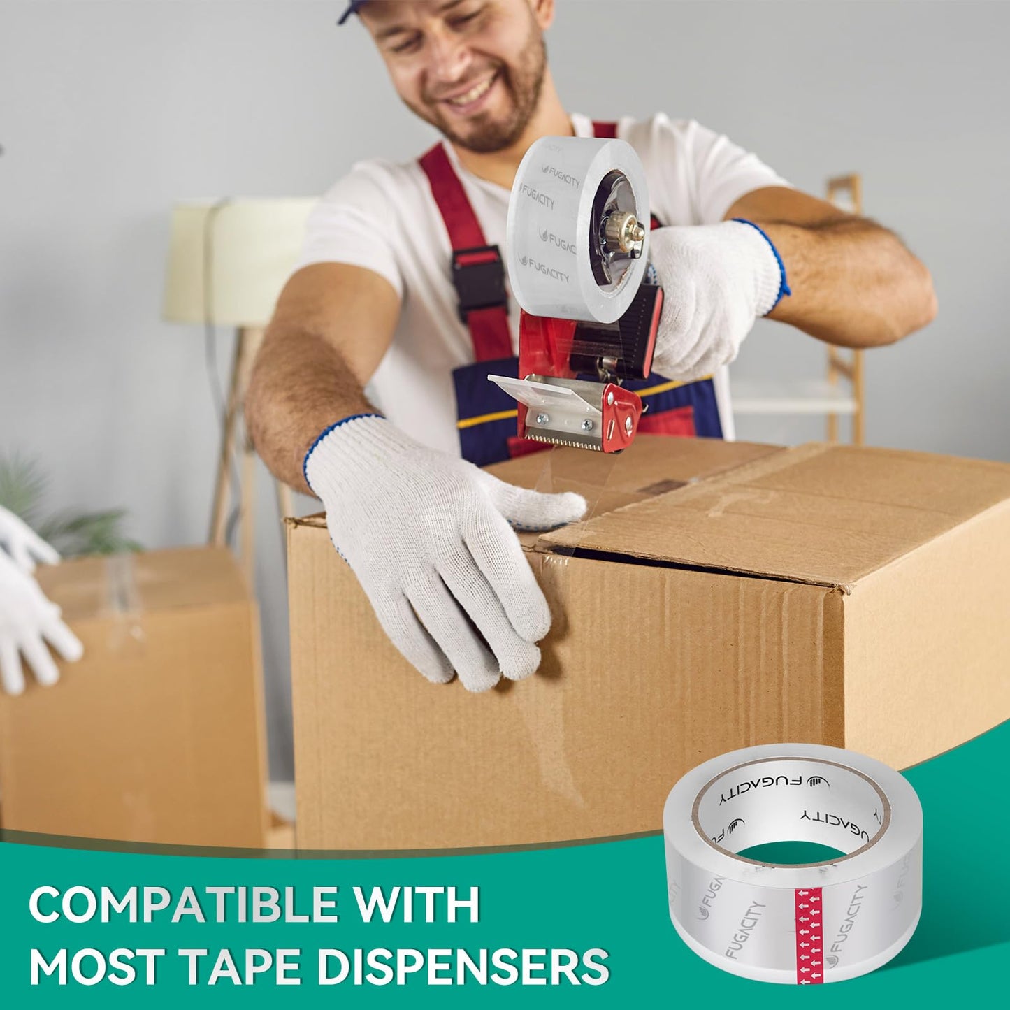 FugaCity Clear Packing Tape Refills (36 Rolls),Heavy Duty Packaging Tape for Moving Sealing, Moving Supplies,2.7 Mil Thick, 1.88 in Wide,65 Yards Per Roll,Total 2340 Yards