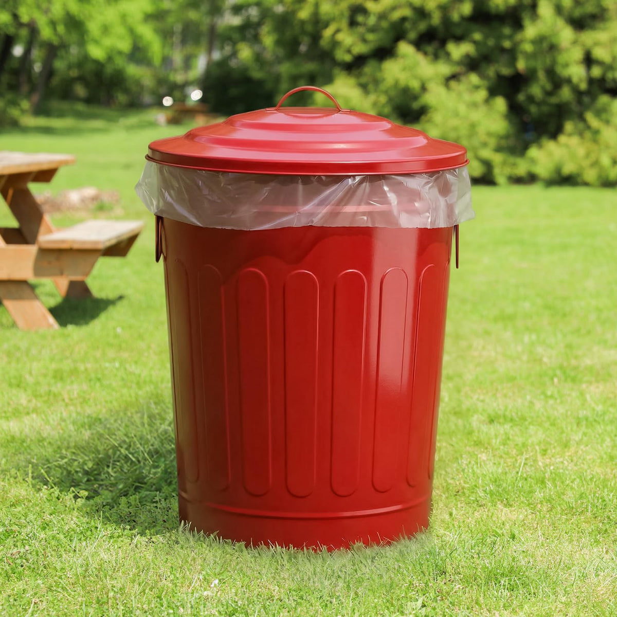 Metal Trash Can with Lid 13 Gallon