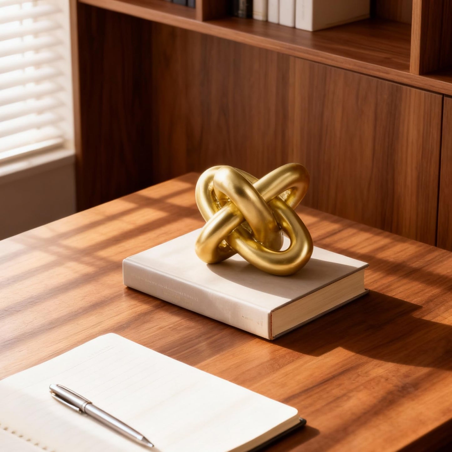 Golden Knot Statue, Three Knot Sculpture Home Decor Accents, Knot Sculptures and Statues for Rustic Coffee Table Living Room Dining Table Entryway Entrance Shelf Small Decorations and Accessories