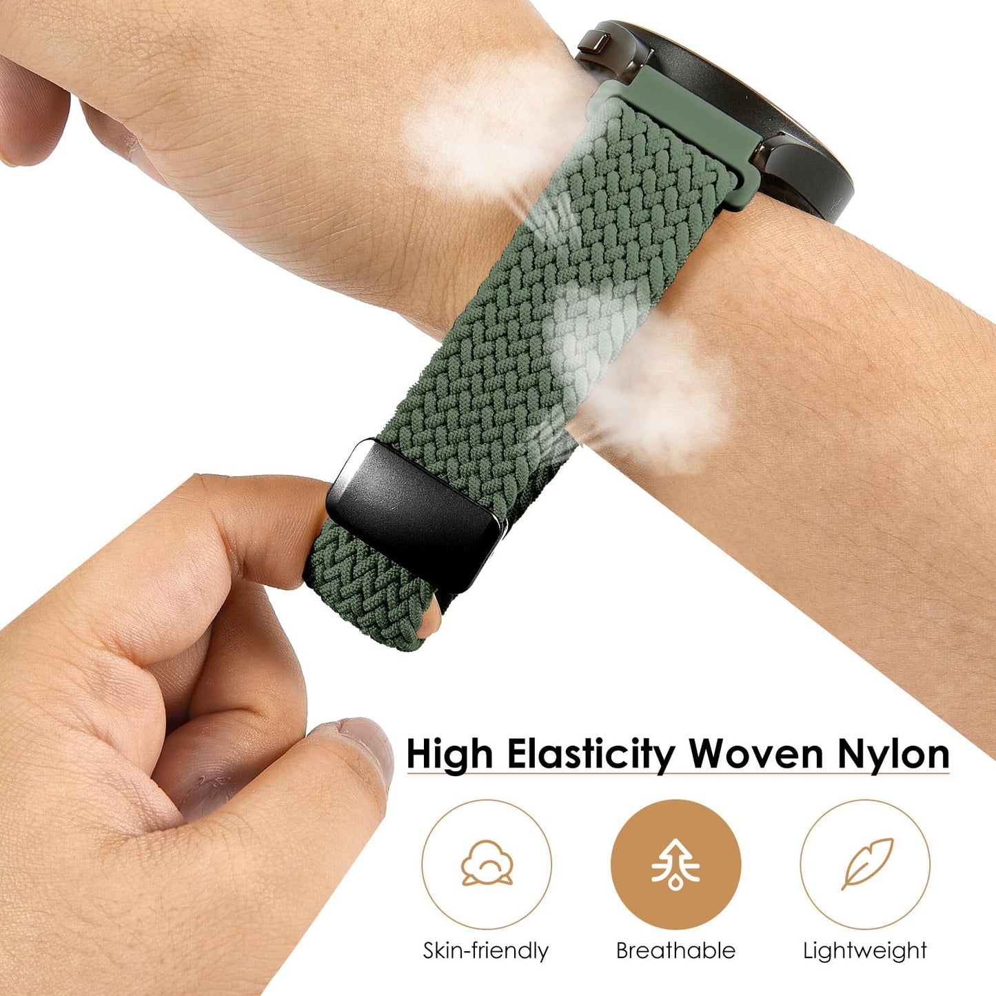 SIMYYO Nylon Magnetic Bands Quick Release Braided Nylon Watch Bands Stretchy Sport Replacement Strap for Men and Women 18mm 19mm 20mm 22mm