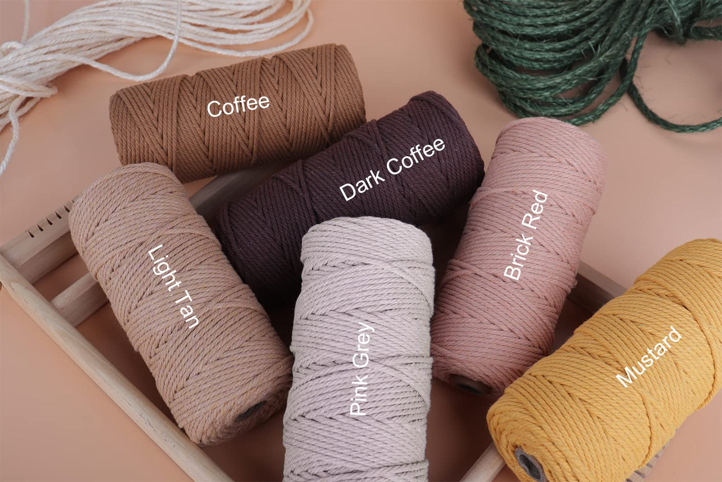 NOANTA Natural Macrame Cord 3mm x 328Yards, Beige Macrame Rope, Cotton Cord for Wall Hanging, Plant Hangers, Christmas Crafts, Knitting
