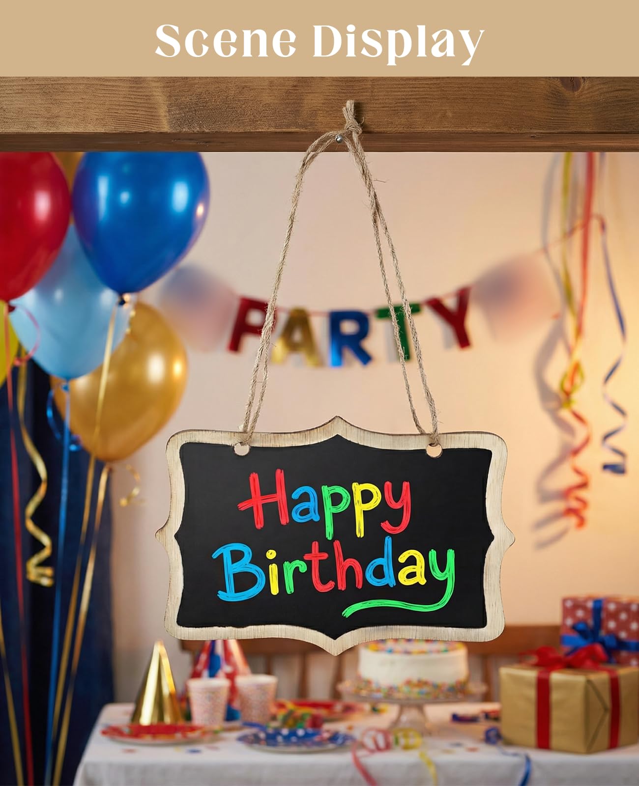 DAWZMR 10 PCS Large 5.9×9 inche Hanging Chalkboard Signs, Double Sided Erasable Message Board with 10 PCS Long Hanging String & 7 PCS Color Pen & 2 PCS Cleaning Cloth for Partys