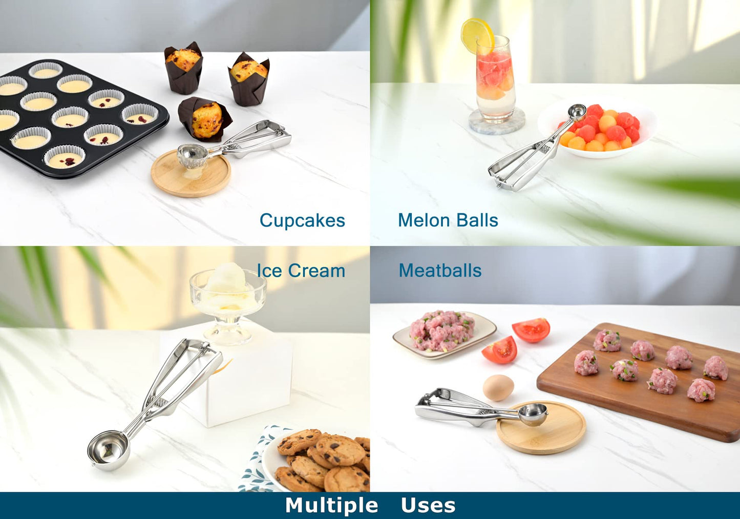 Solula Professional 18/8 Stainless Steel Medium Cookie Scoop, Size 40