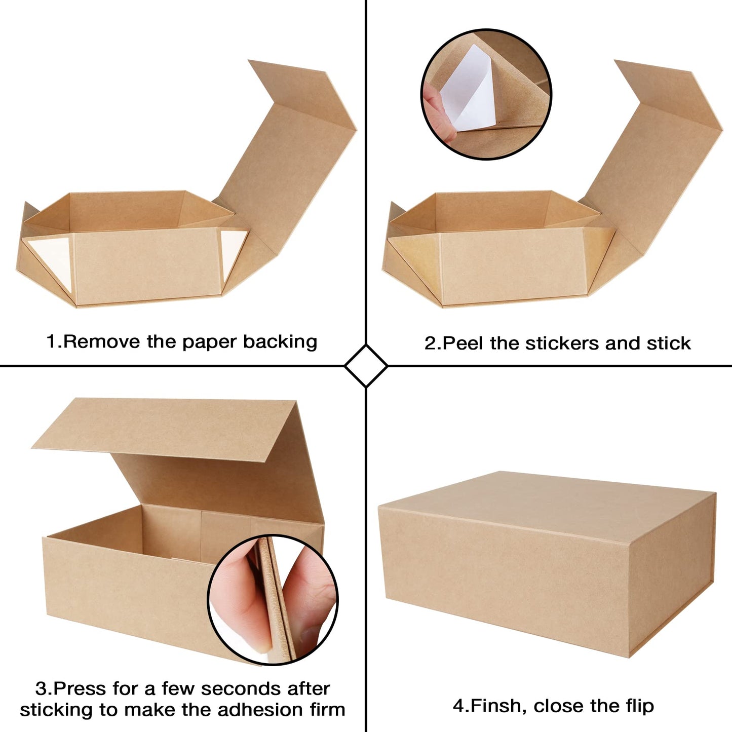 Aimyoo Brown Collapsible Gift Box with Magnetic Closure Lids 13.8x9x4.3 in, Large Bridesmaid Groomsman Proposal Boxes, Rectangle Present Box for Graduation Birthday Storage 1 Pack