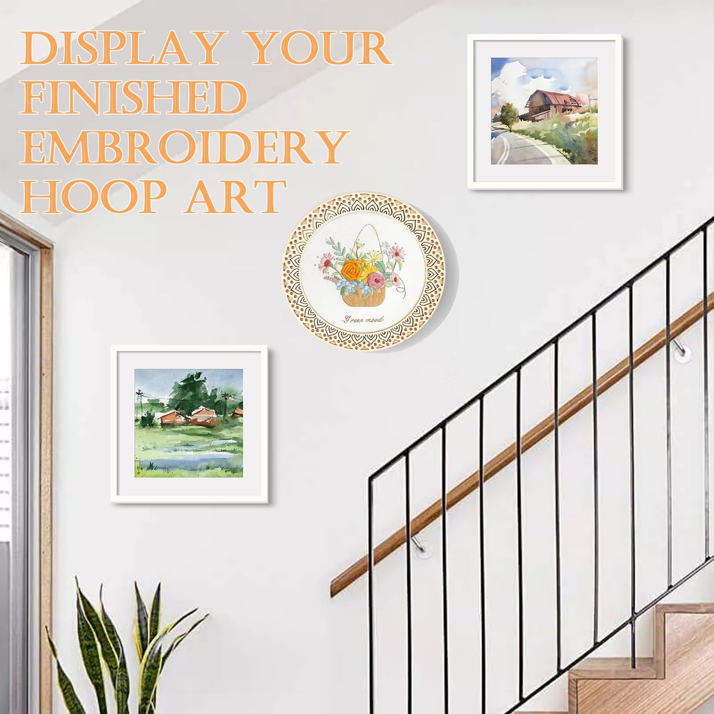 Kuabiz 8 Pcs Wood Embroidery Hoop Frame with Embroidery Hoops 8 Inch Heart Shaped Wooden Display Frame and Hoops for Finished Cross Stitch Craft Projects, Sewing & Decorative Ornaments