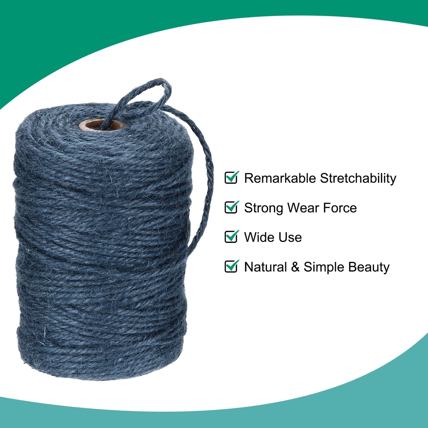 MECCANIXITY Natural Jute Twine String 328ft x 3mm Long Strong Twine Rope for Arts Crafts Ribbon Gift Wrapping Packing Christmas Wedding, Dark Blue