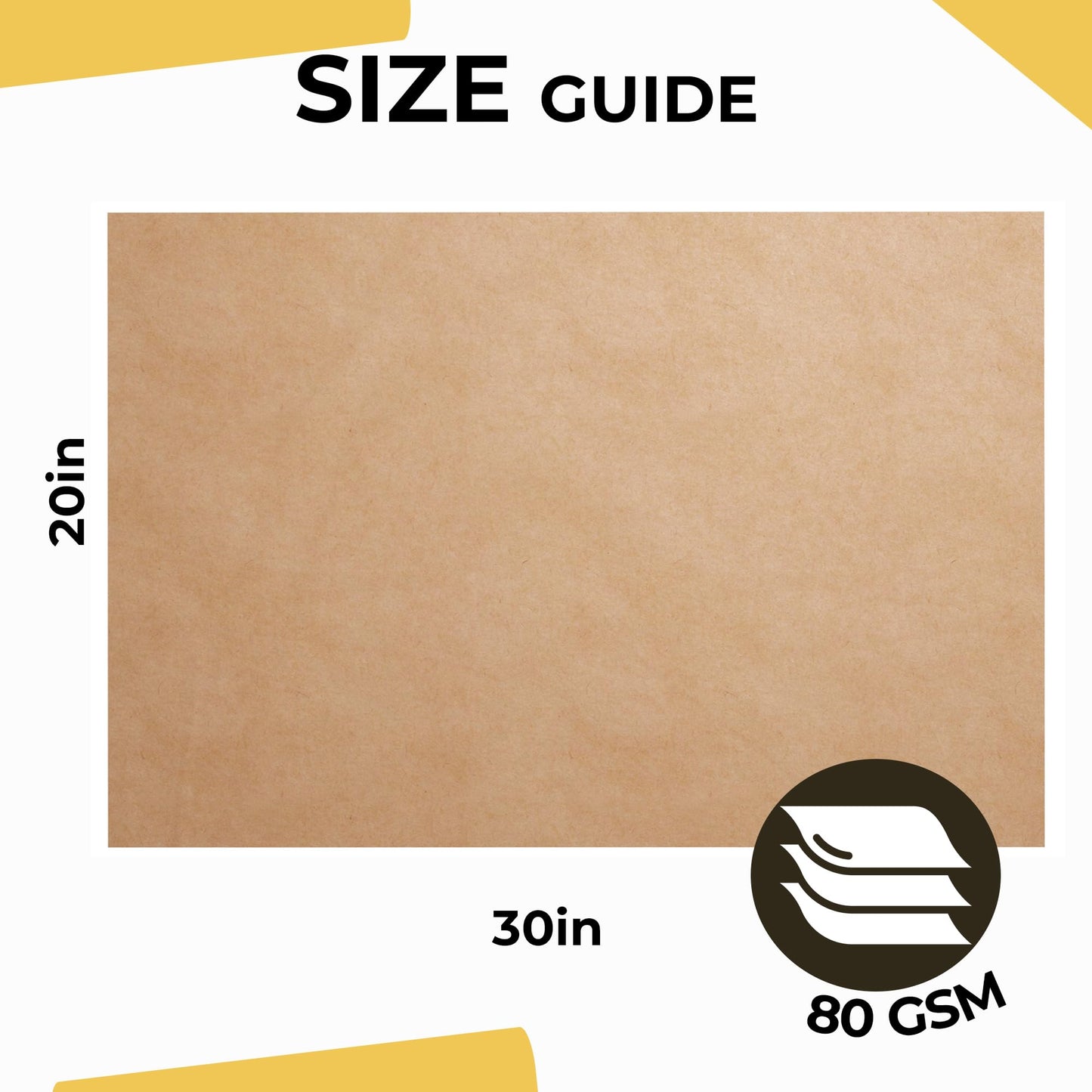 Crown Display Kraft Paper Sheets - 20 x 30 in. - 240 Sheets of Brown Wrapping Paper – Heavy Duty Craft Paper for Shipping - Light Brown Construction Paper - 80 GSM - 1000 Square feet