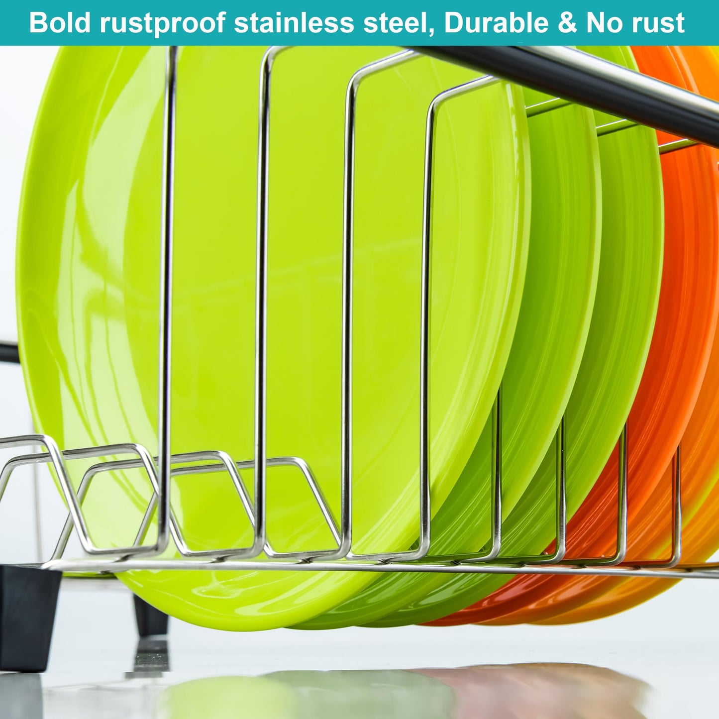 iPEGTOP Expandable Dish Drying Rack Over Sink, Rustproof Stainless Steel Basket Shelf, Multifunctional Dish Drainer Organizer with Utensil Cutlery Holder