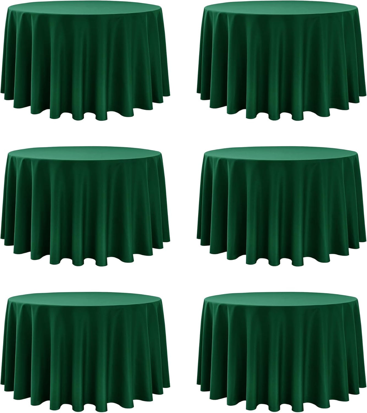 6-Pack Hunter Green Round Tablecloths, 120 Inches, Stain-Resistant Polyester for 5-6 Ft Round Tables - Washable Table Covers for Weddings, Banquets, Birthday Parties, Events