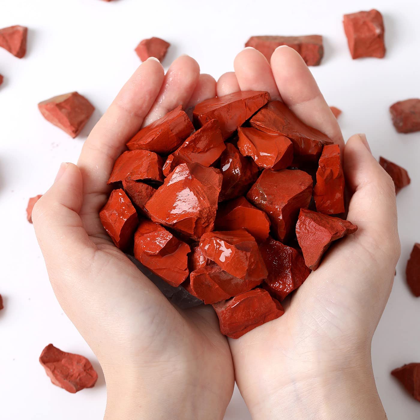 MAIBAOTA Natural Red Jasper Stone Raw Crystals Bulk Healing Crystal Stones 1" Raw Rough Gemstones Rocks for Tumbling Polishing Cutting