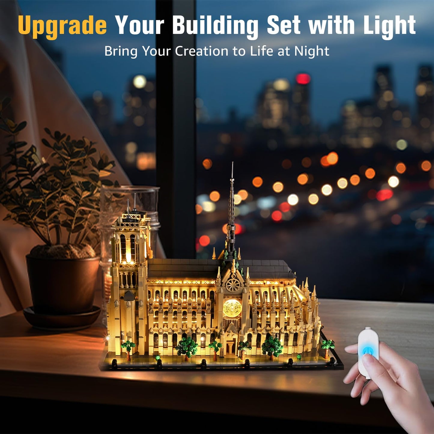 BrickSoul Light Kit Compatible with Lego 21061 Architecture Notre-Dame de Paris Building Set | Upgraded Touch Control & Dimming & Hidden Cable Tech (21061 Set NOT Included)