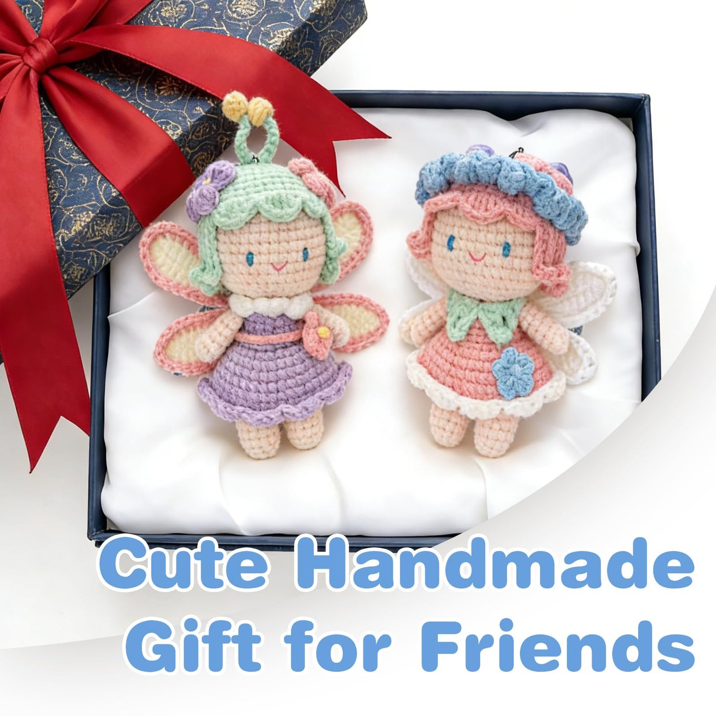 Crochet Kit for Beginners, Crochet Starter Kit with Step-by-Step Video Tutorials, Easy Beginner Crochet Kit for Adults, Crochet Animals Crafts Crochet Kits, Easy Knitting Kit. (Cute Angel 2 Pick)