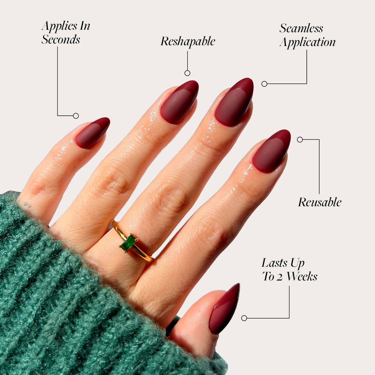 Glamnetic Press-On Nails Bundle - Terra & Merlot | Matte Short Almond Brown Nails with Glossy French Tips | Matte Short Almond Dark Red Nails with Glossy French Tips | Reusable, Salon-Quality Nail Kit