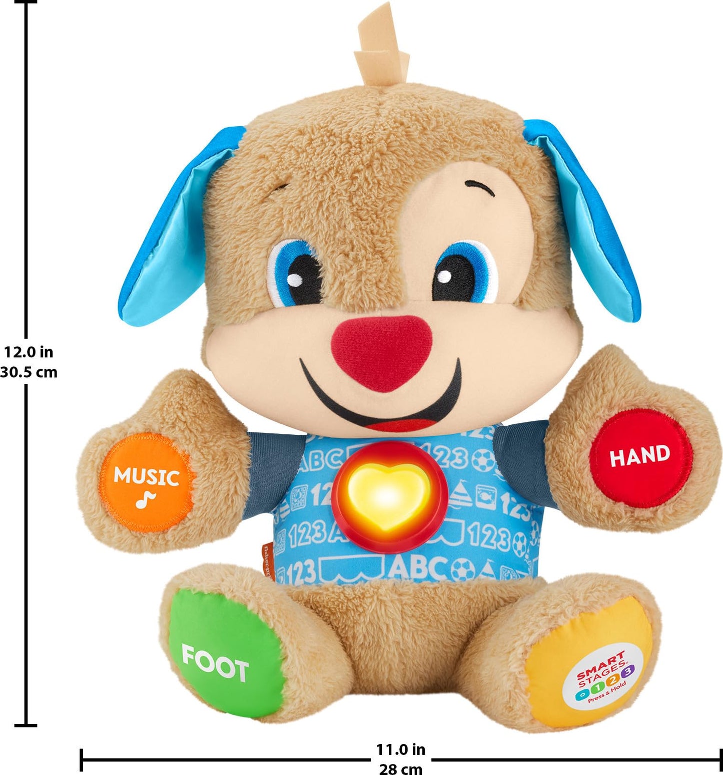 Fisher-Price Laugh & Learn Baby Learning Toy, Smart Stages Puppy, Plush with Lights Music and Educational Content for Ages 6M+